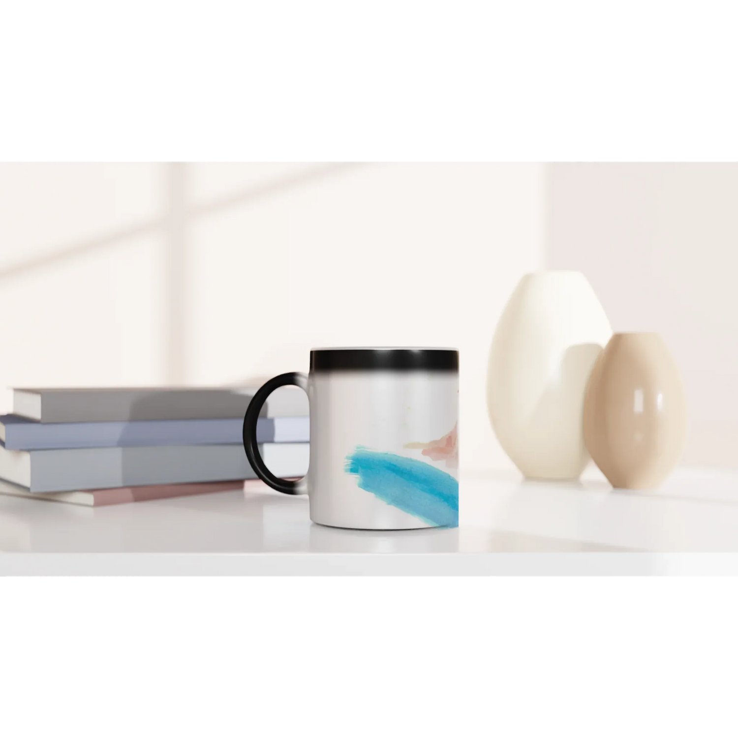 Mug magique en céramique 325 ml Aurore Pastel – Révèlez votre motif à la chaleur - Laure Leprince - Artiste Peintre