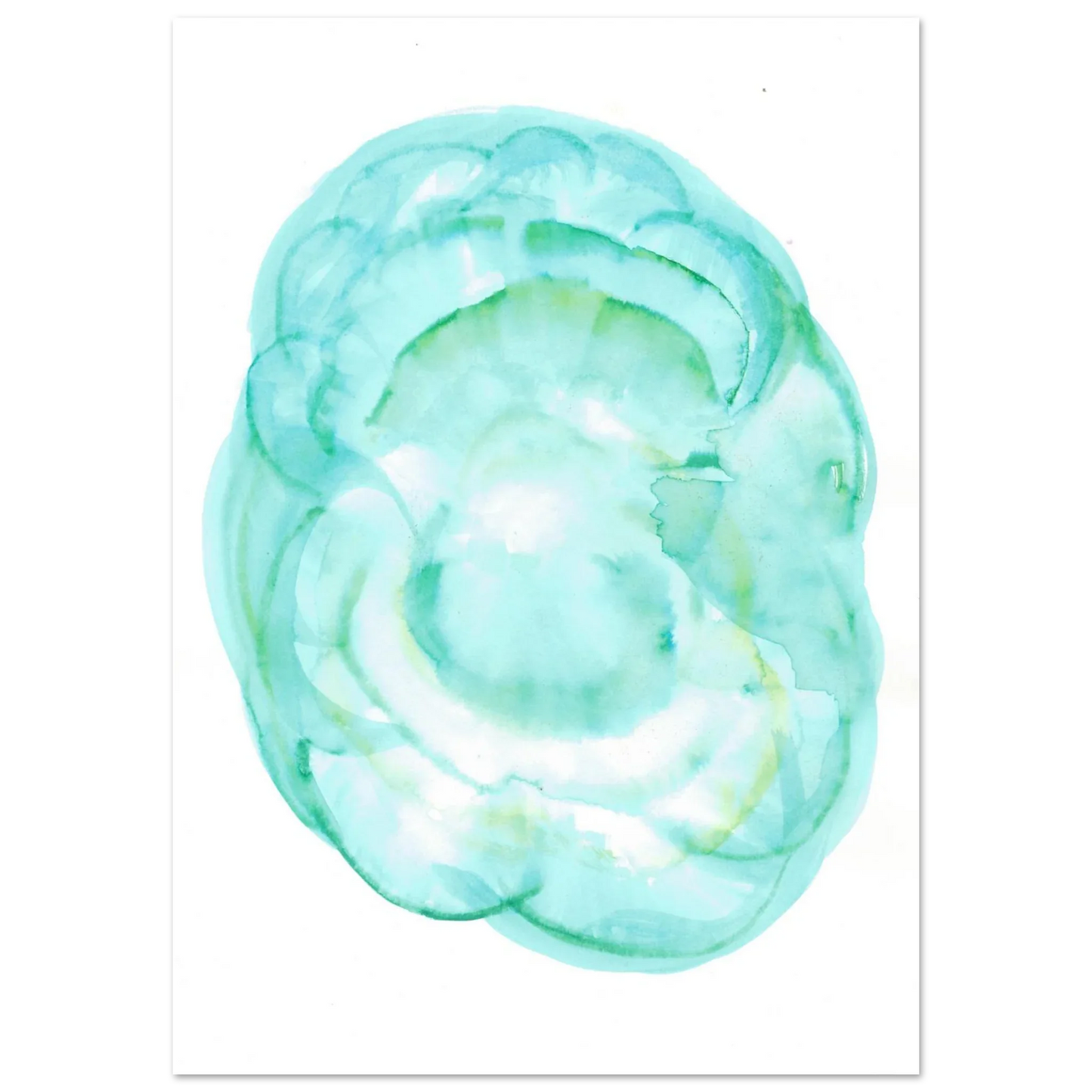 Oceanic Dream Premium Matte Poster - Serene Teal & Green Abstract Watercolor Art - Laure Leprince - Artiste Peintre