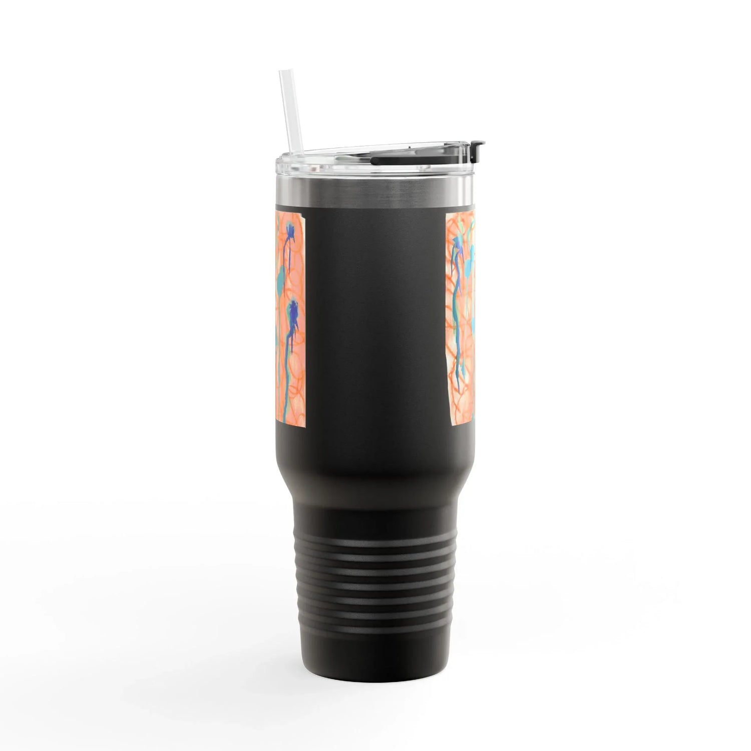 40oz Insulated Travel Mug – Saphir Ambre Watercolor Design - Laure Leprince - Artiste Peintre