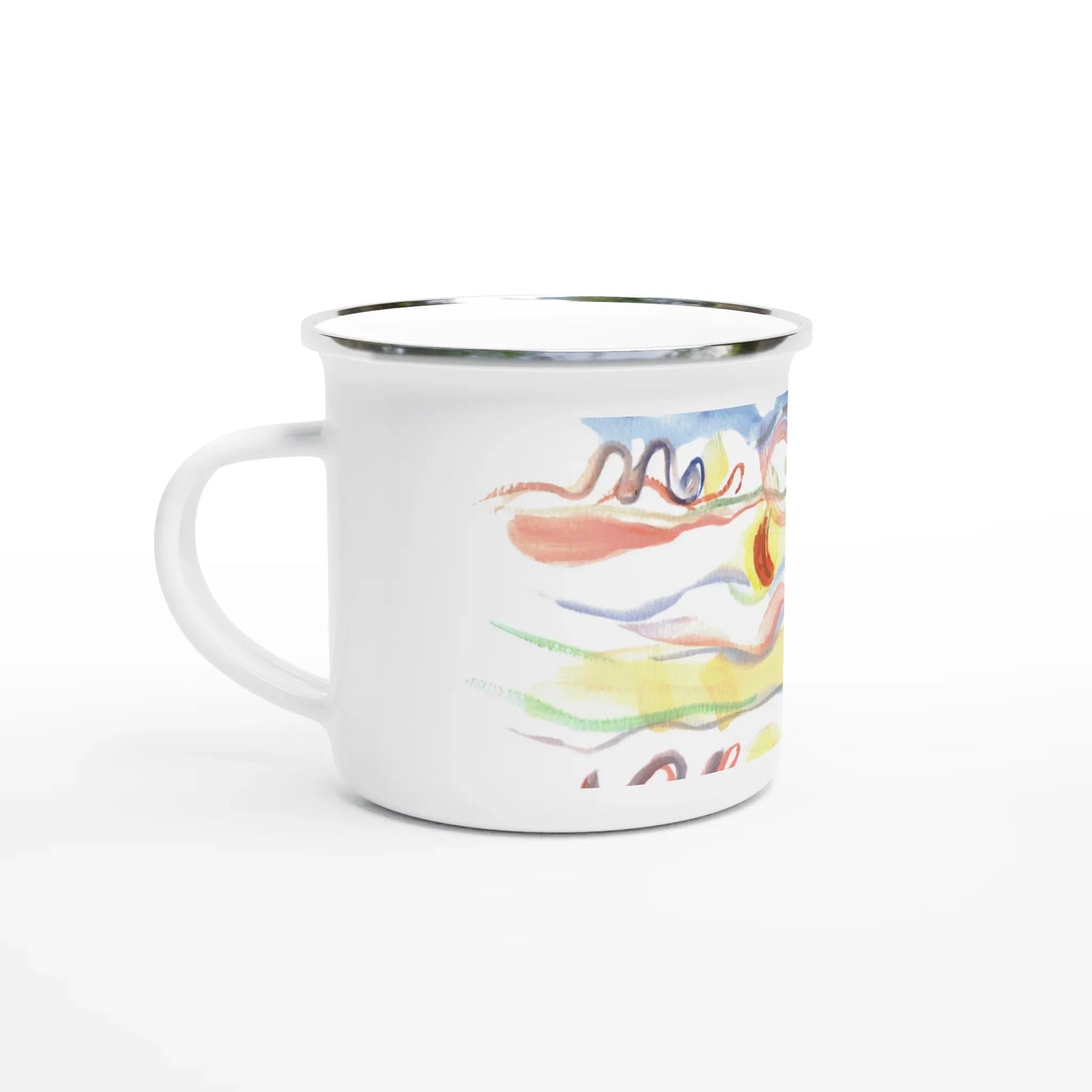 Mug en émail blanc 35 cl Serpentins– Léger, vintage et résistant - Laure Leprince - Artiste Peintre
