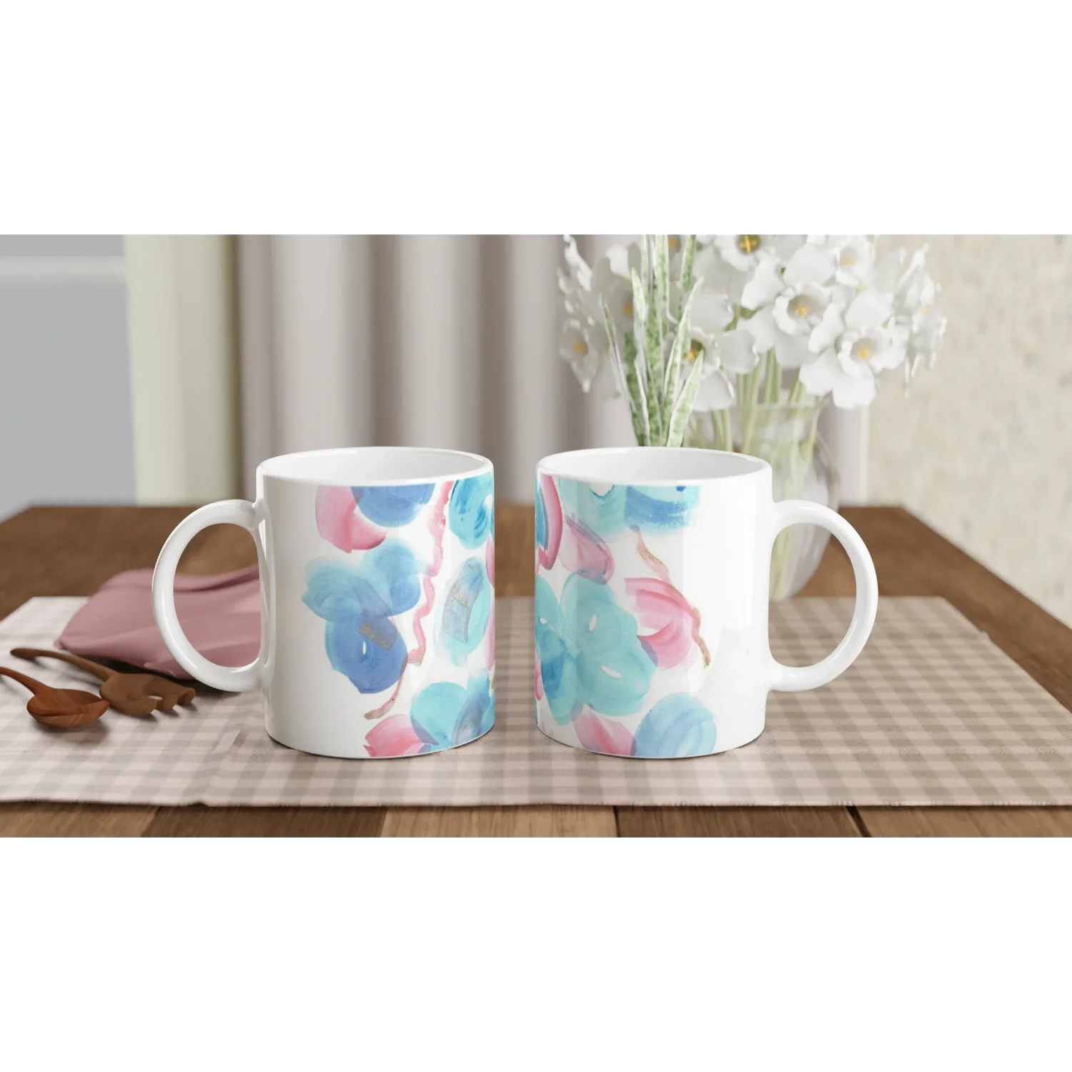 White 11oz Ceramic Mug with Color Inside Mug Colore - Laure Leprince - Artiste Peintre