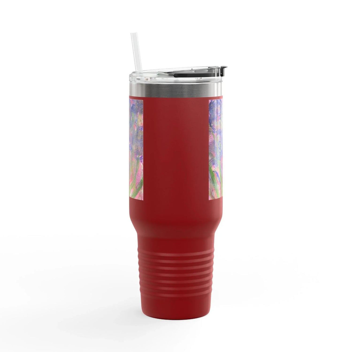 40oz Insulated Travel Mug – Bloom Vortex Watercolor Design - Laure Leprince - Artiste Peintre