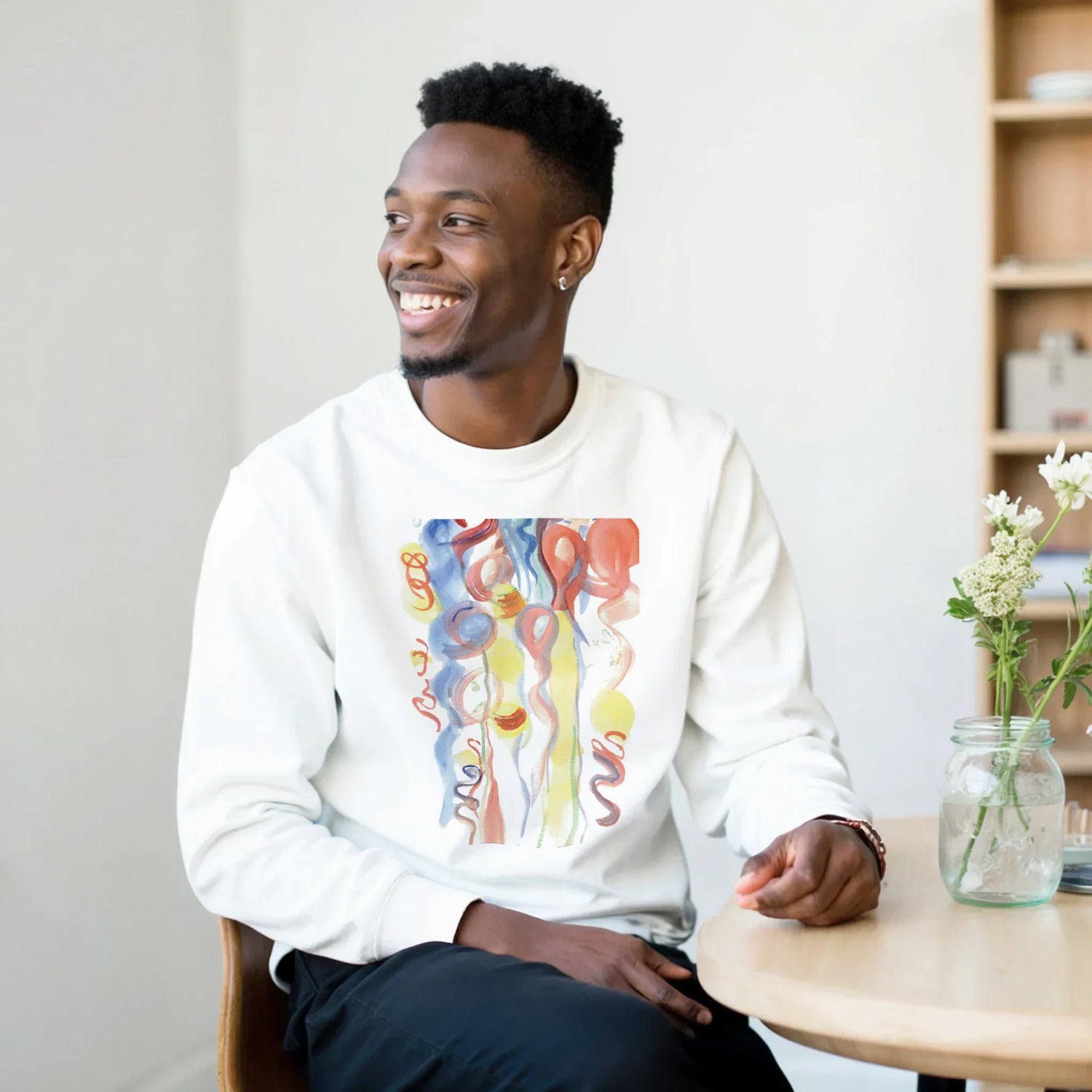 Sweatshirt Unisexe Classique Serpentins – Impression Artistique Multicolore | Premium Cotton Blend - Laure Leprince - Artiste Peintre