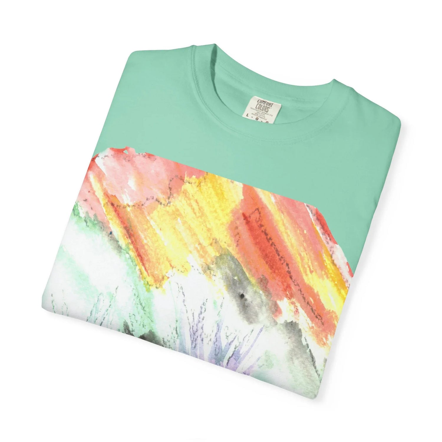 Abstract Lavander Drift T-Shirt — Bright Watercolor Square Art Tee - Laure Leprince - Artiste Peintre