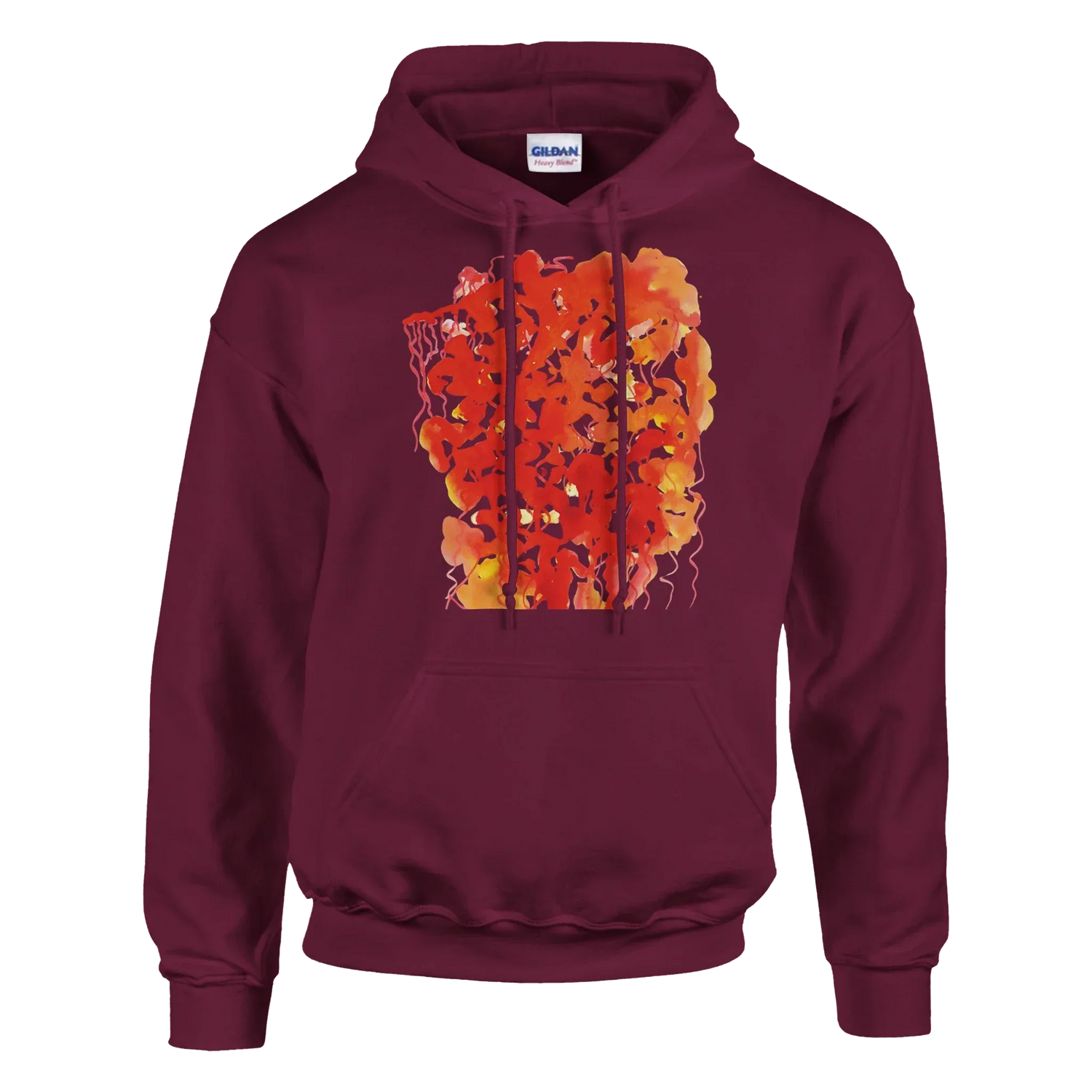 Sweat à capuche unisexe artistique Eclats Corail Gildan® 18500 White - Laure Leprince - Artiste Peintre