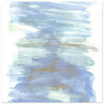 Abstract Horizon Watercolor Art Print - Serene Blue & Gold Matte Paper Poster for Modern Spaces - Laure Leprince - Artiste Peintre