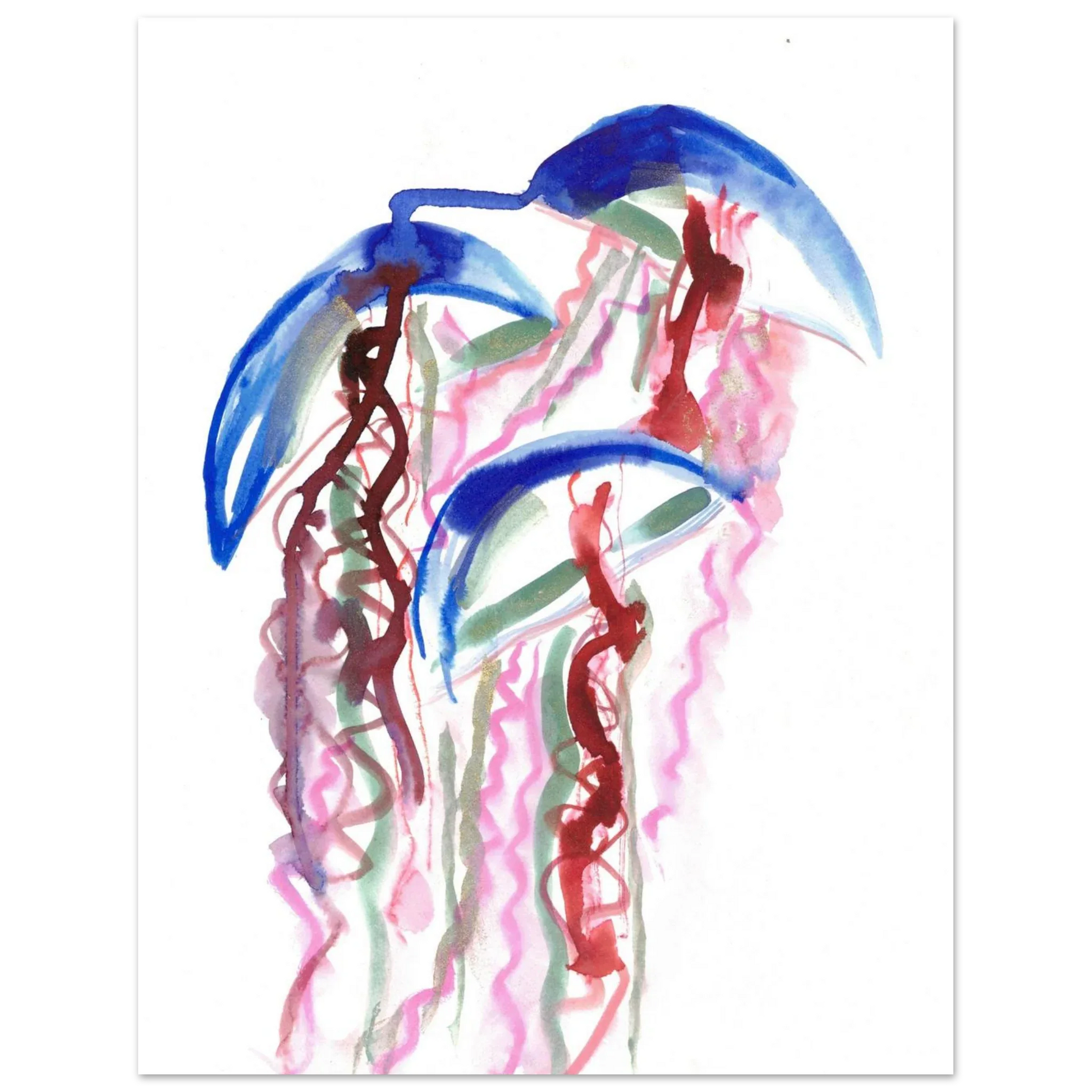 Abstract Jellyfish Dance Premium Matte Paper Poster - Dynamic Watercolor Art - Laure Leprince - Artiste Peintre