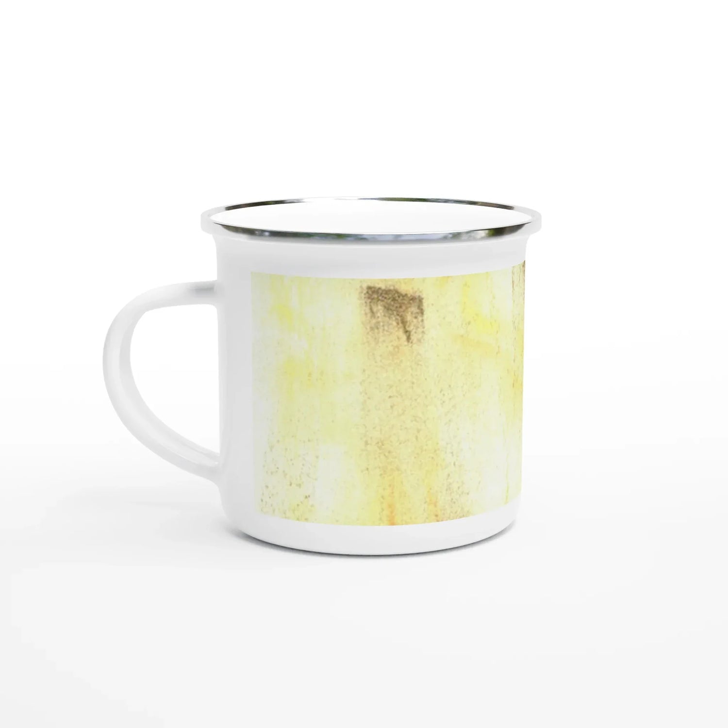 Mug en émail blanc 35 cl City Golden Haze – Léger, vintage et résistant - Laure Leprince - Artiste Peintre