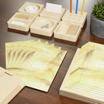 Golden Haze Watercolor Leaf Greeting Card - Elegant - Laure Leprince - Artiste Peintre