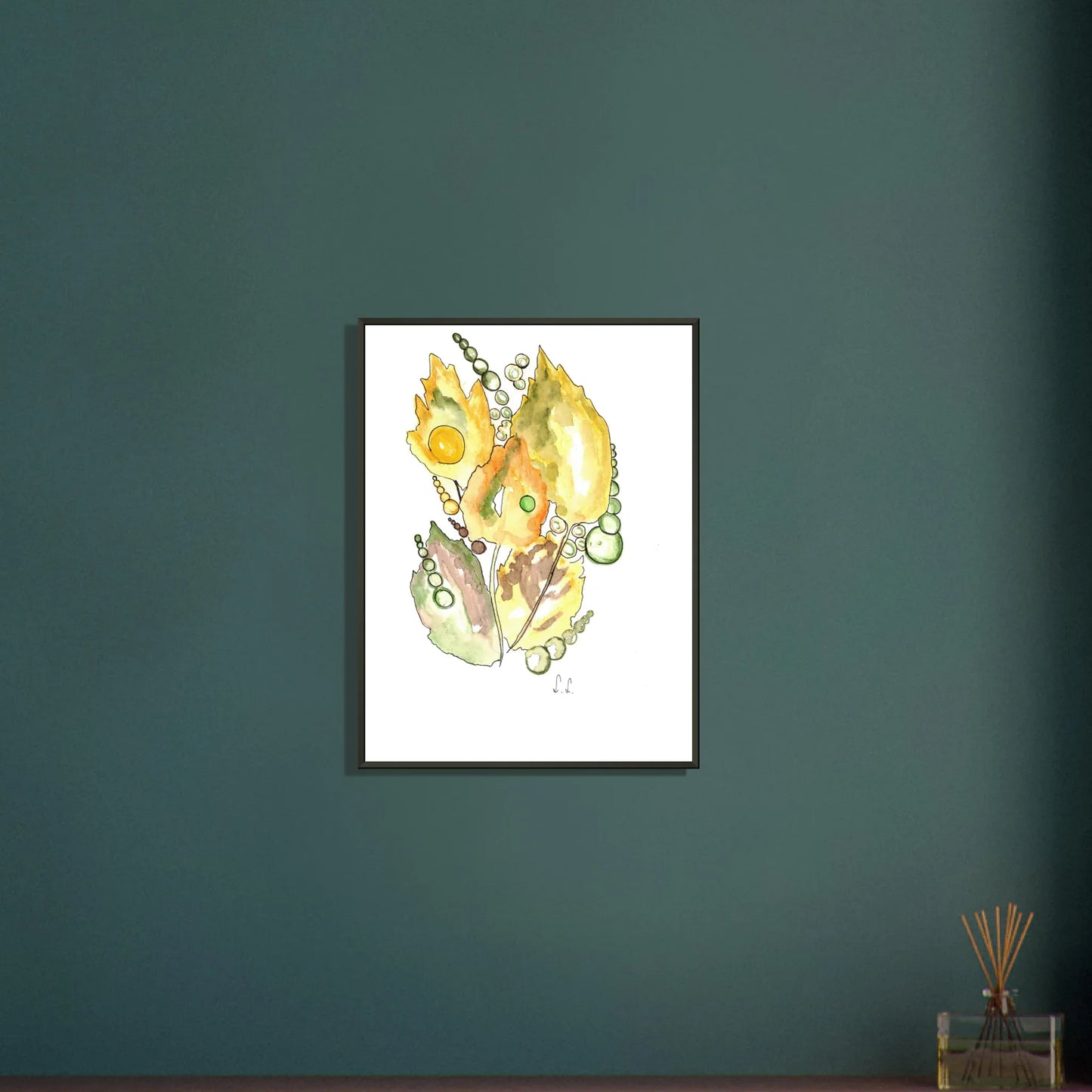 Abstract Watercolor Framed Poster Feuillaison – Museum Quality & Polished Elegance - Laure Leprince - Artiste Peintre