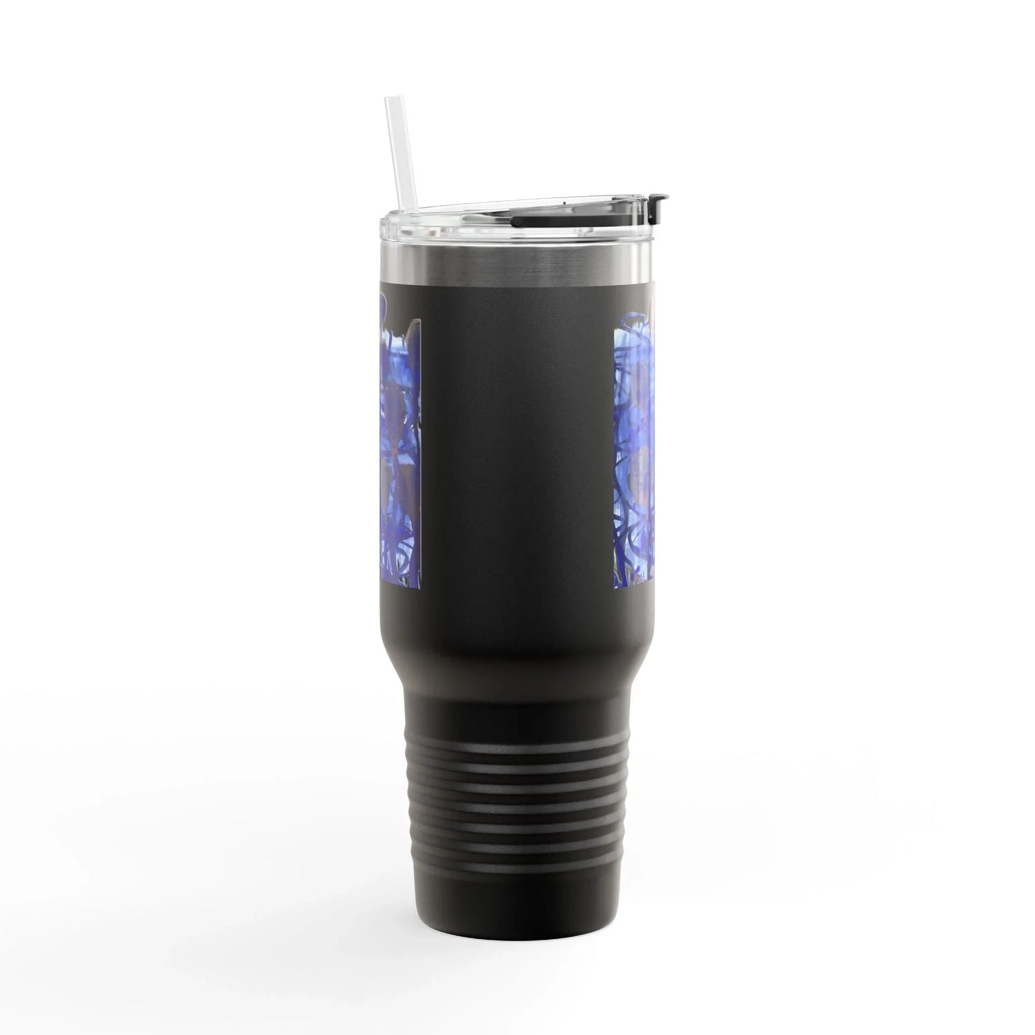 40oz Insulated Travel Mug – Silence Indigo Watercolor Design - Laure Leprince - Artiste Peintre