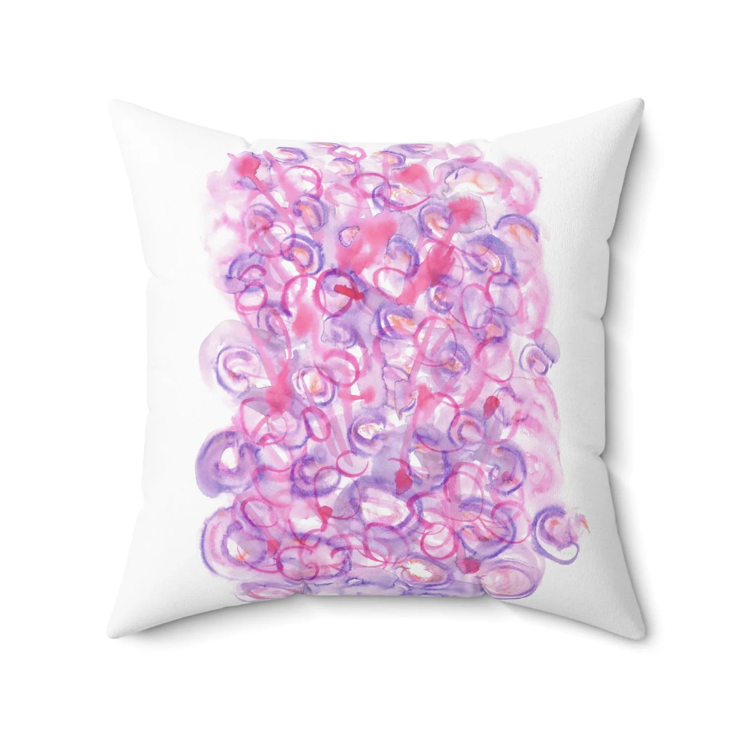 Square Throw Pillow Floraison Intime — Minimal Brushstroke Accent - Laure Leprince - Artiste Peintre