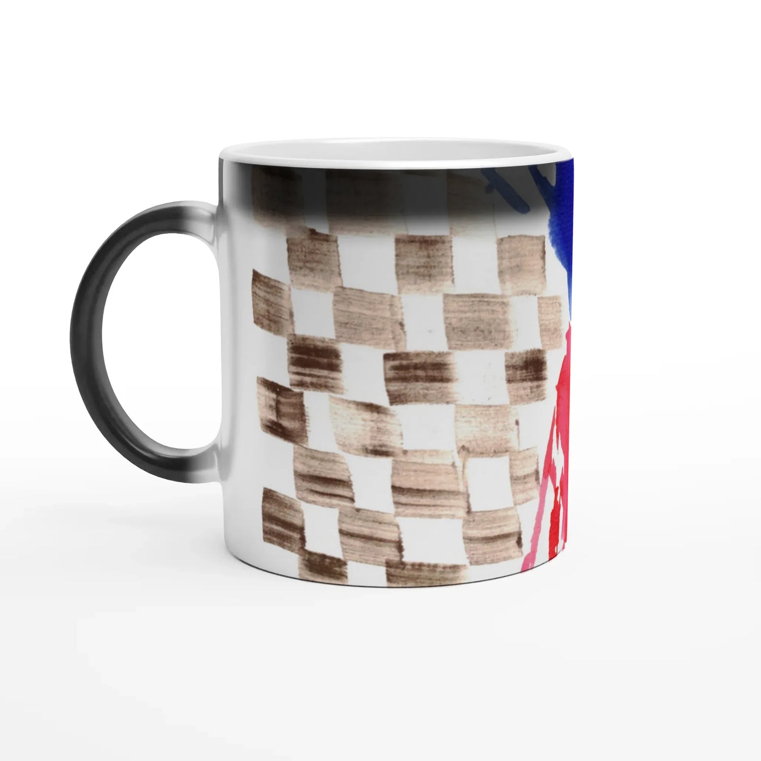 Mug magique en céramique 325 ml damier – Révèlez votre motif à la chaleur - Laure Leprince - Artiste Peintre