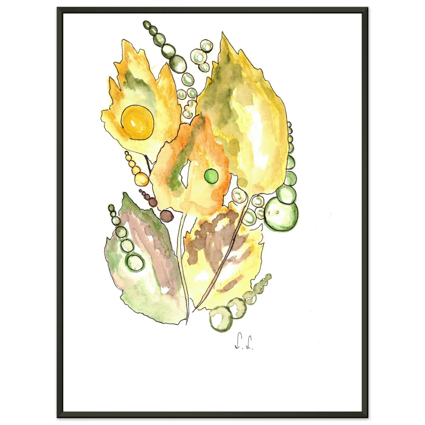 Abstract Watercolor Framed Poster Feuillaison – Museum Quality & Polished Elegance - Laure Leprince - Artiste Peintre