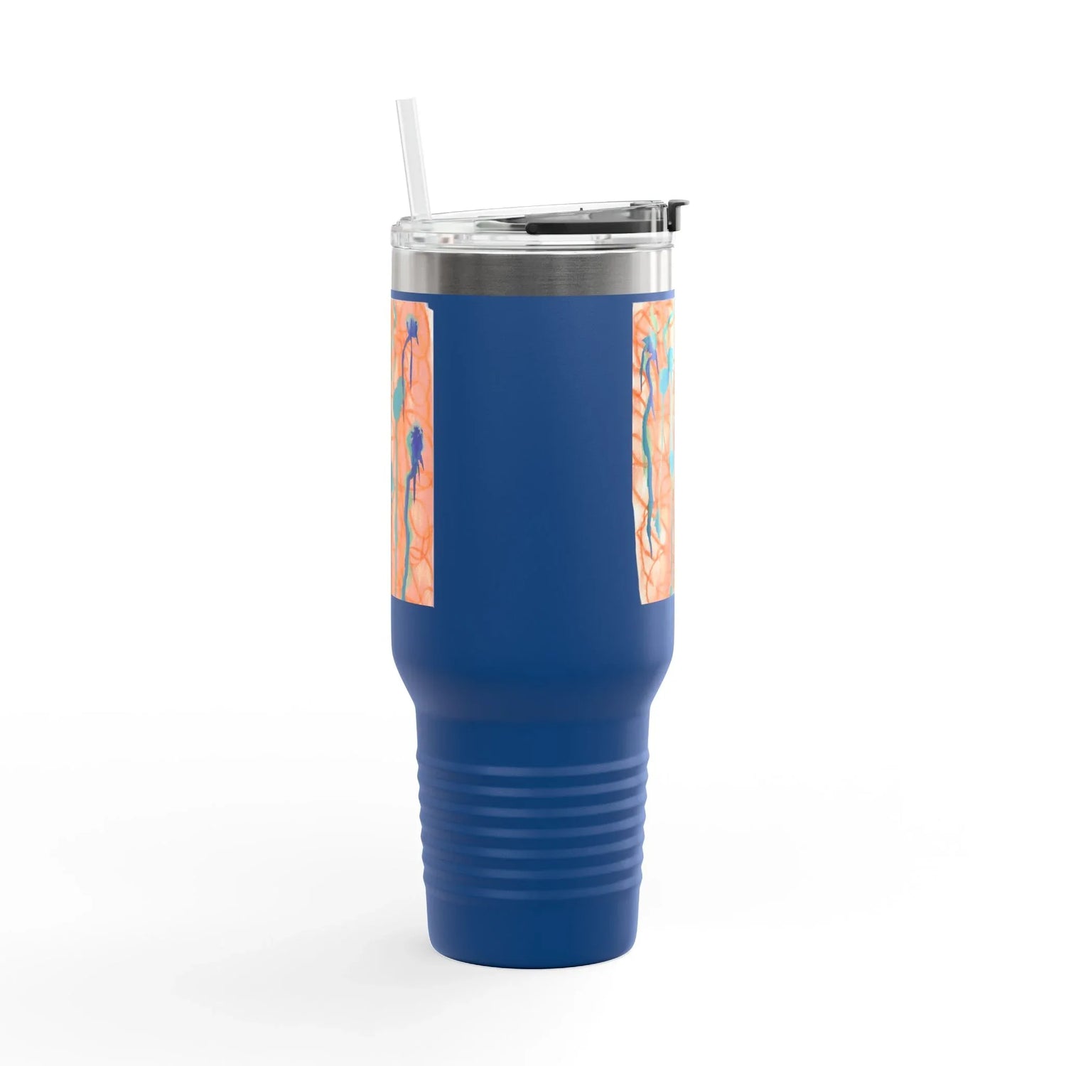 40oz Insulated Travel Mug – Saphir Ambre Watercolor Design - Laure Leprince - Artiste Peintre