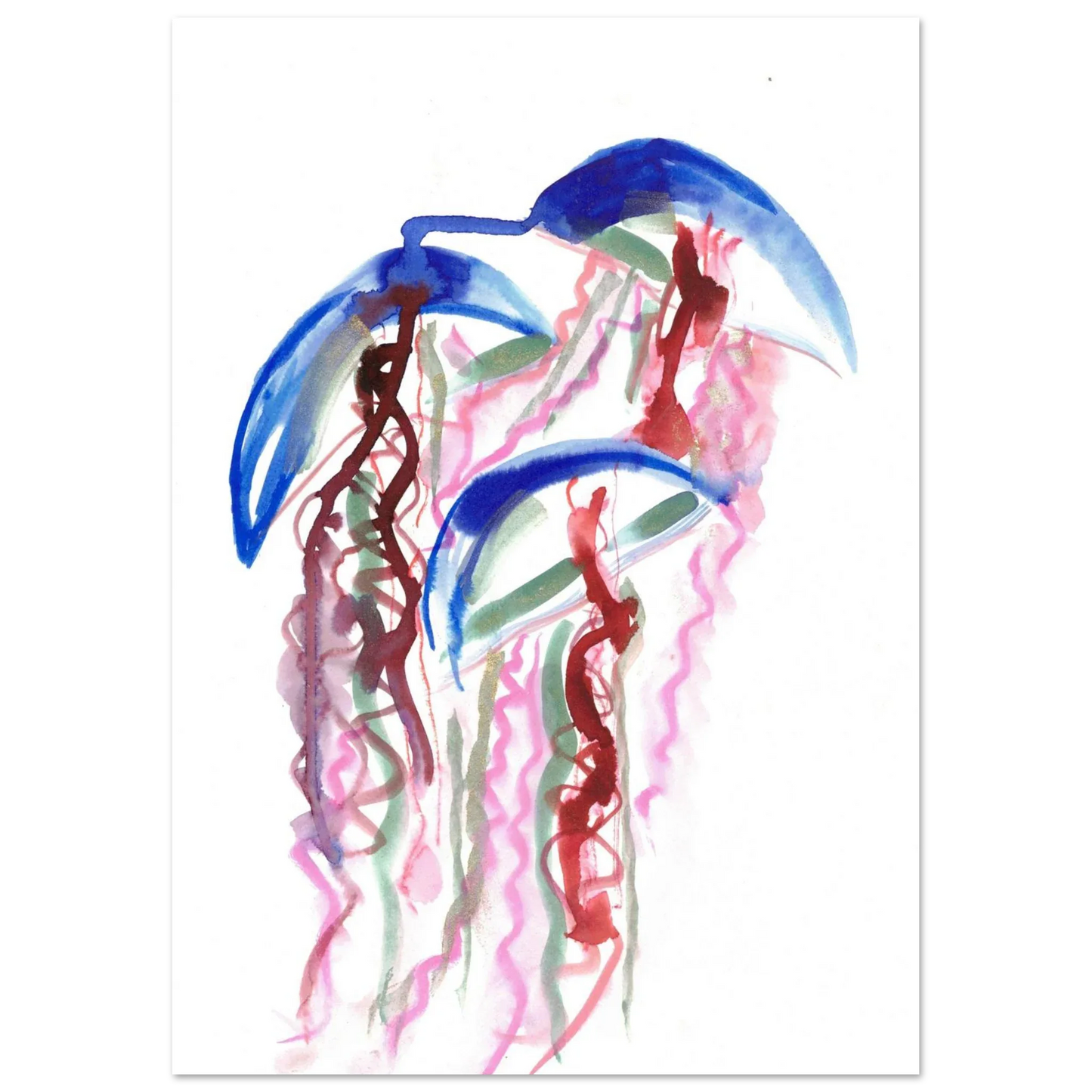 Abstract Jellyfish Dance Premium Matte Paper Poster - Dynamic Watercolor Art - Laure Leprince - Artiste Peintre