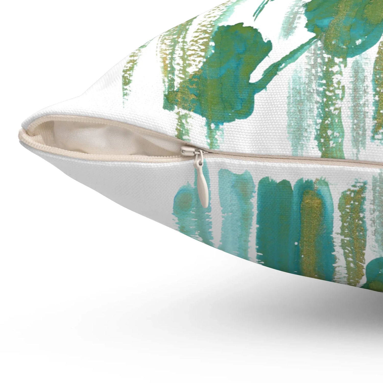 Square Throw Pillow Veine Verte — Minimal Brushstroke Accent - Laure Leprince - Artiste Peintre