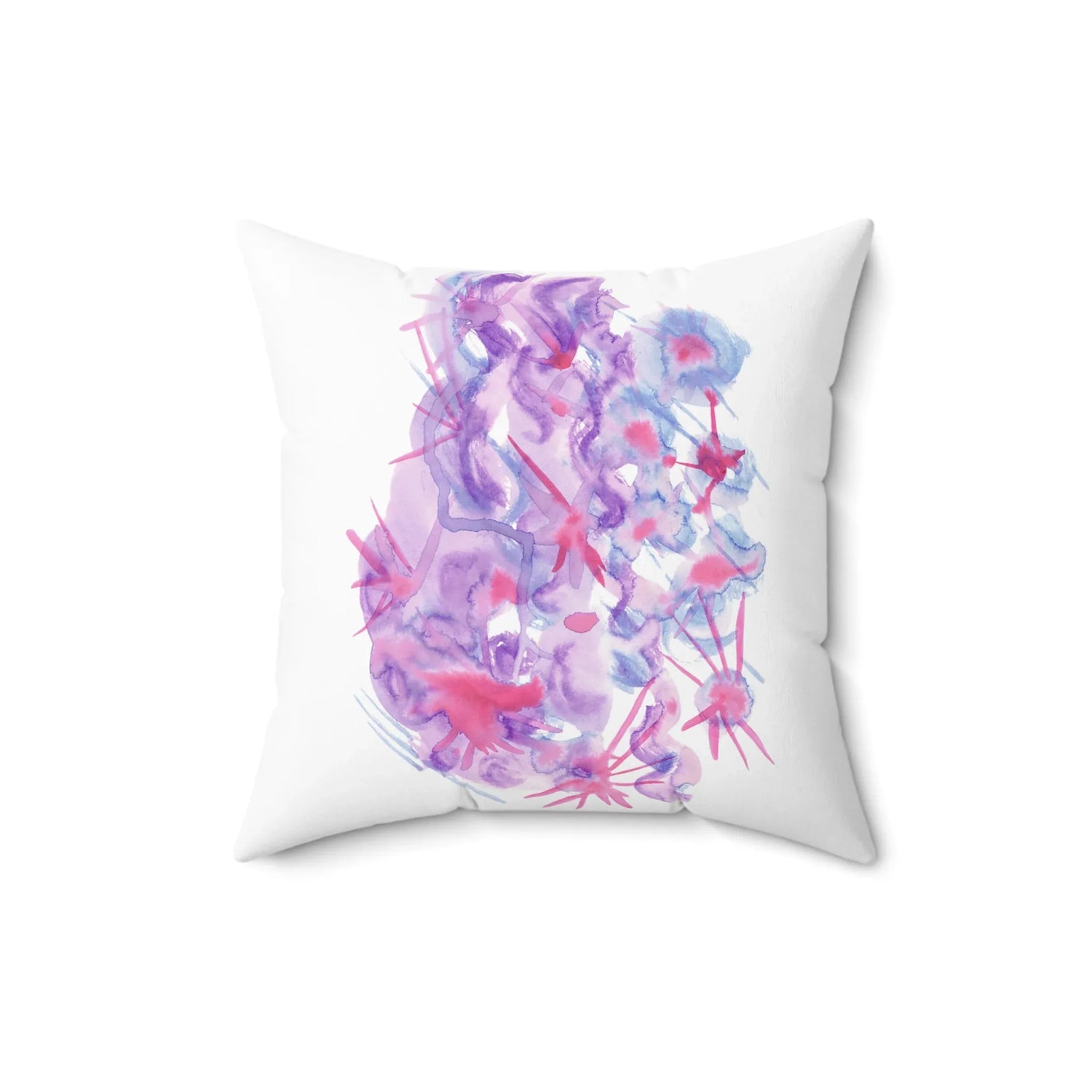 Square Throw Pillow Nebuleuse Pourpre — Minimal Brushstroke Accent - Laure Leprince - Artiste Peintre