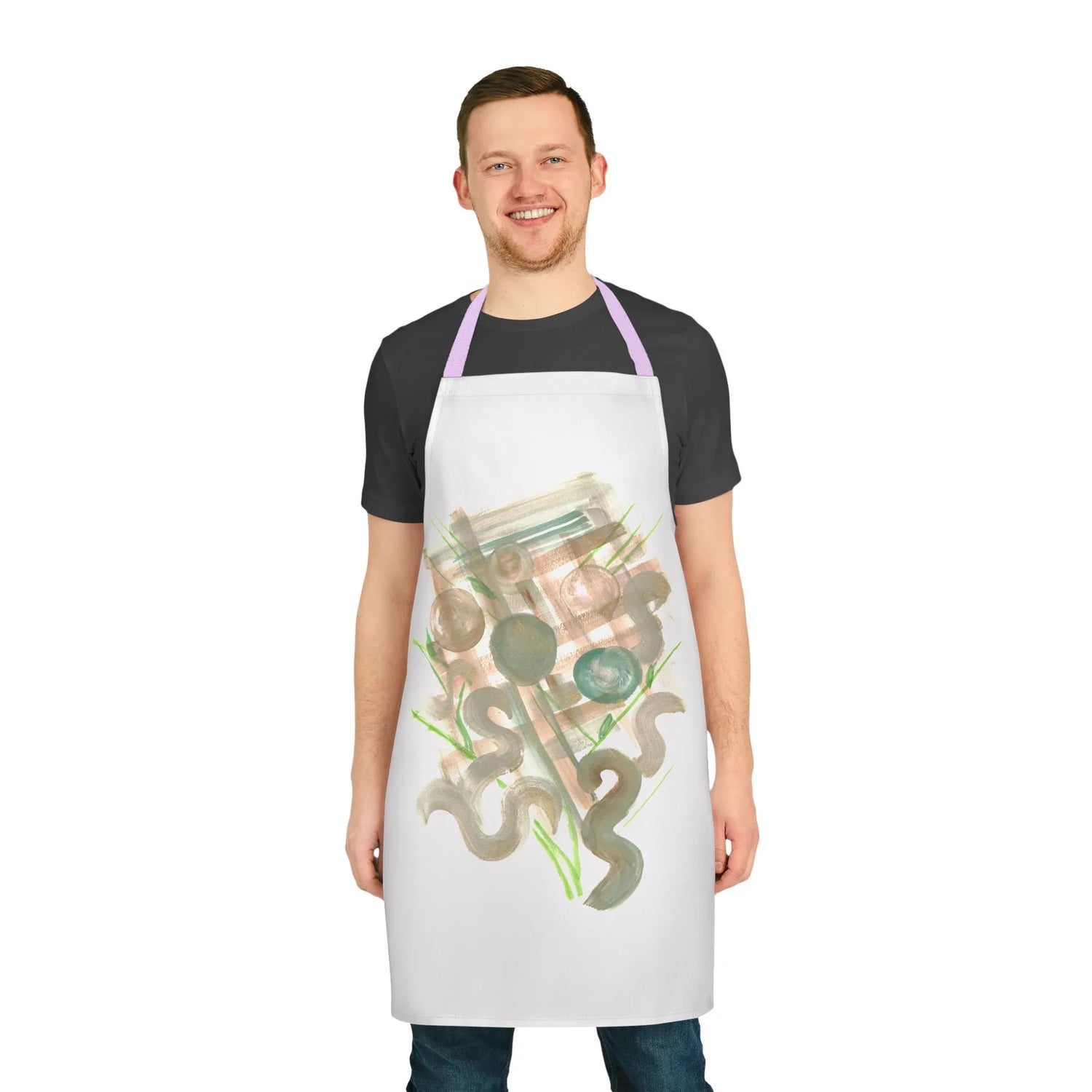 Abstract Apron Moss geometry – Artistic Kitchen Chef Gift - Laure Leprince - Artiste Peintre