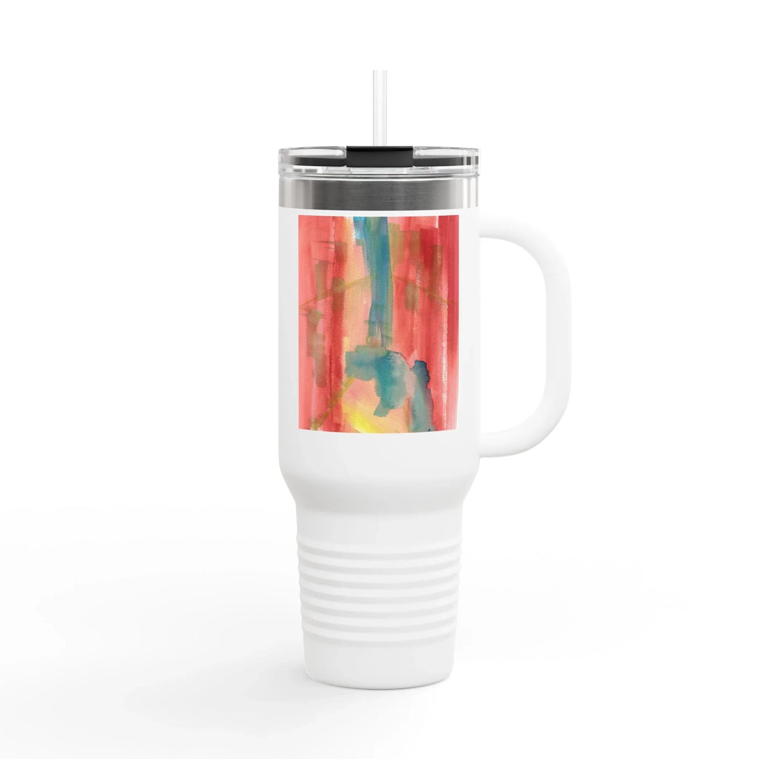 40oz Insulated Travel Mug –Color Surge Watercolor Design - Laure Leprince - Artiste Peintre