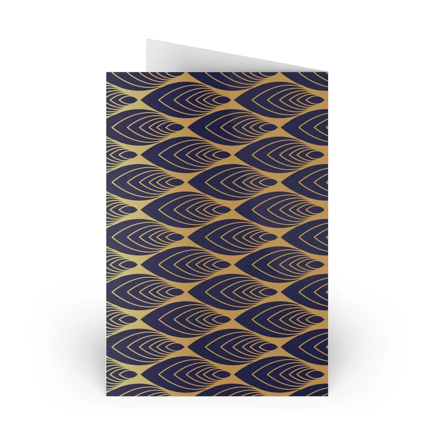 Art Deco Patterns Blue #4 Leaf Greeting Card - Elegant - Laure Leprince - Artiste Peintre