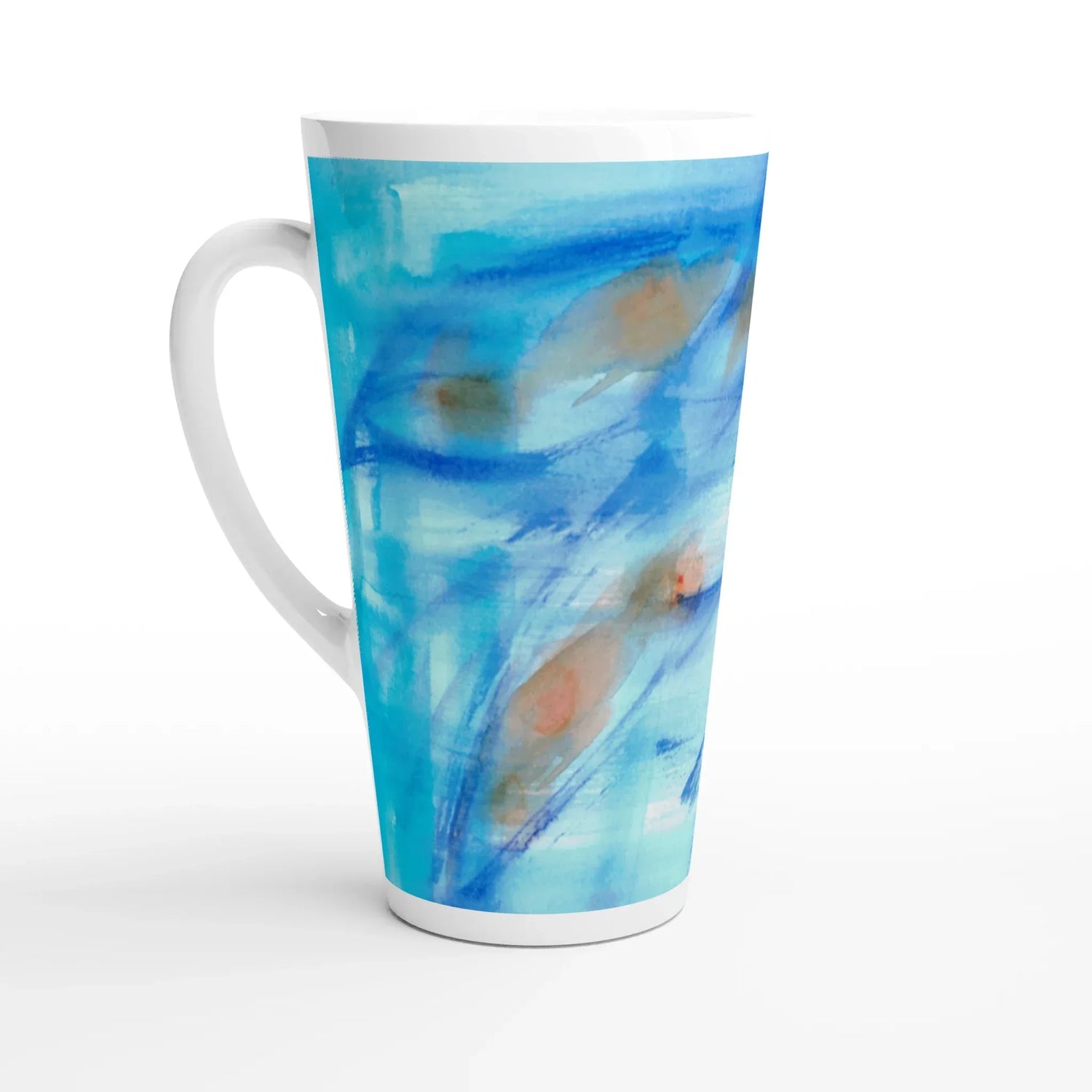 Mug à Latte en Céramique 500 ml Blue Sprouts – Élégant, durable et brillant - Laure Leprince - Artiste Peintre