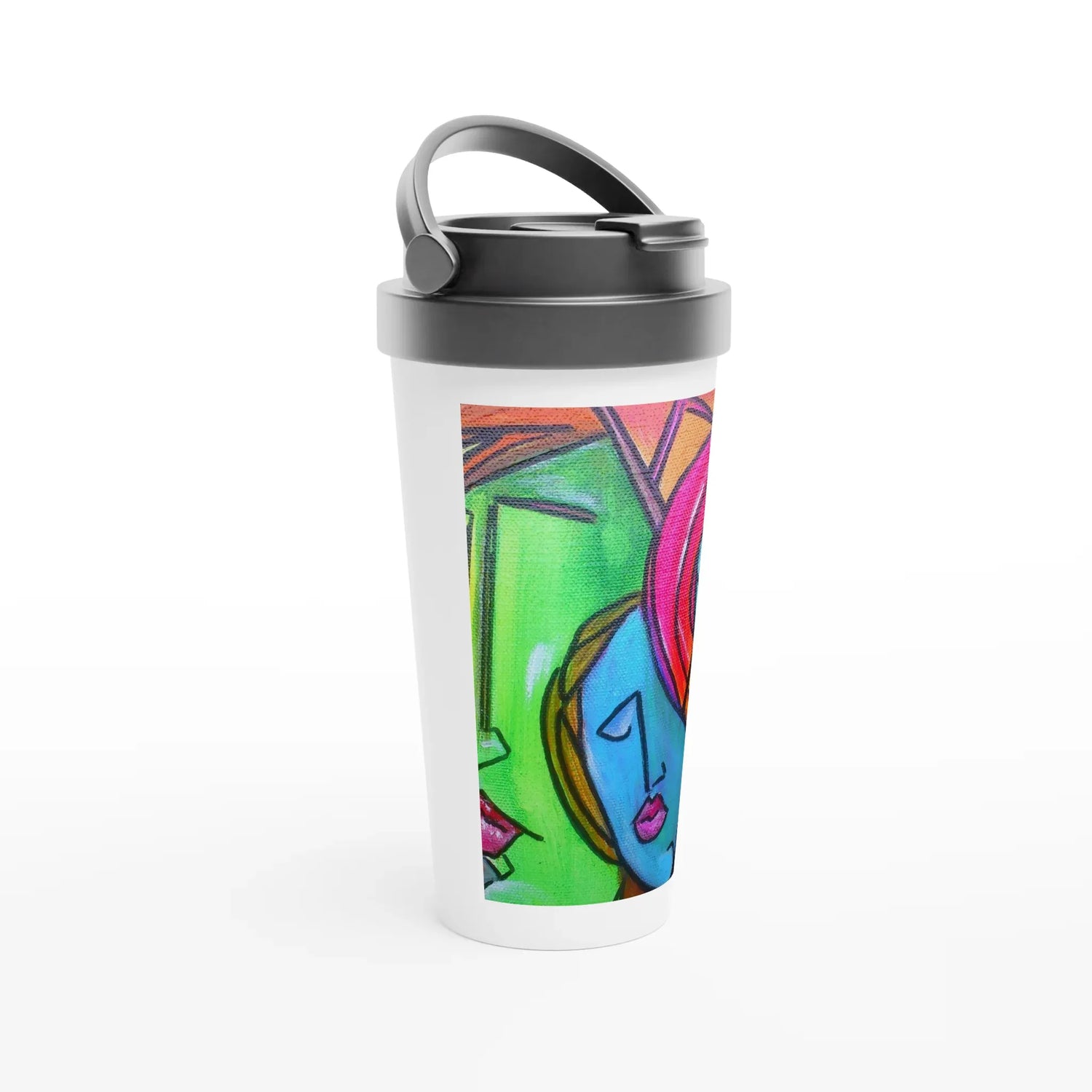 Mug de voyage blanc en acier inoxydable – 44 cl trouncho | Élégant, pratique et isotherme - Laure Leprince - Artiste Peintre