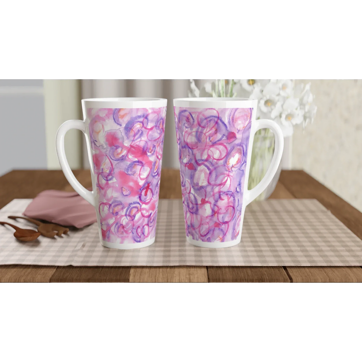 Mug à Latte en Céramique 500 ml Floraison Intime – Élégant, durable et brillant - Laure Leprince - Artiste Peintre
