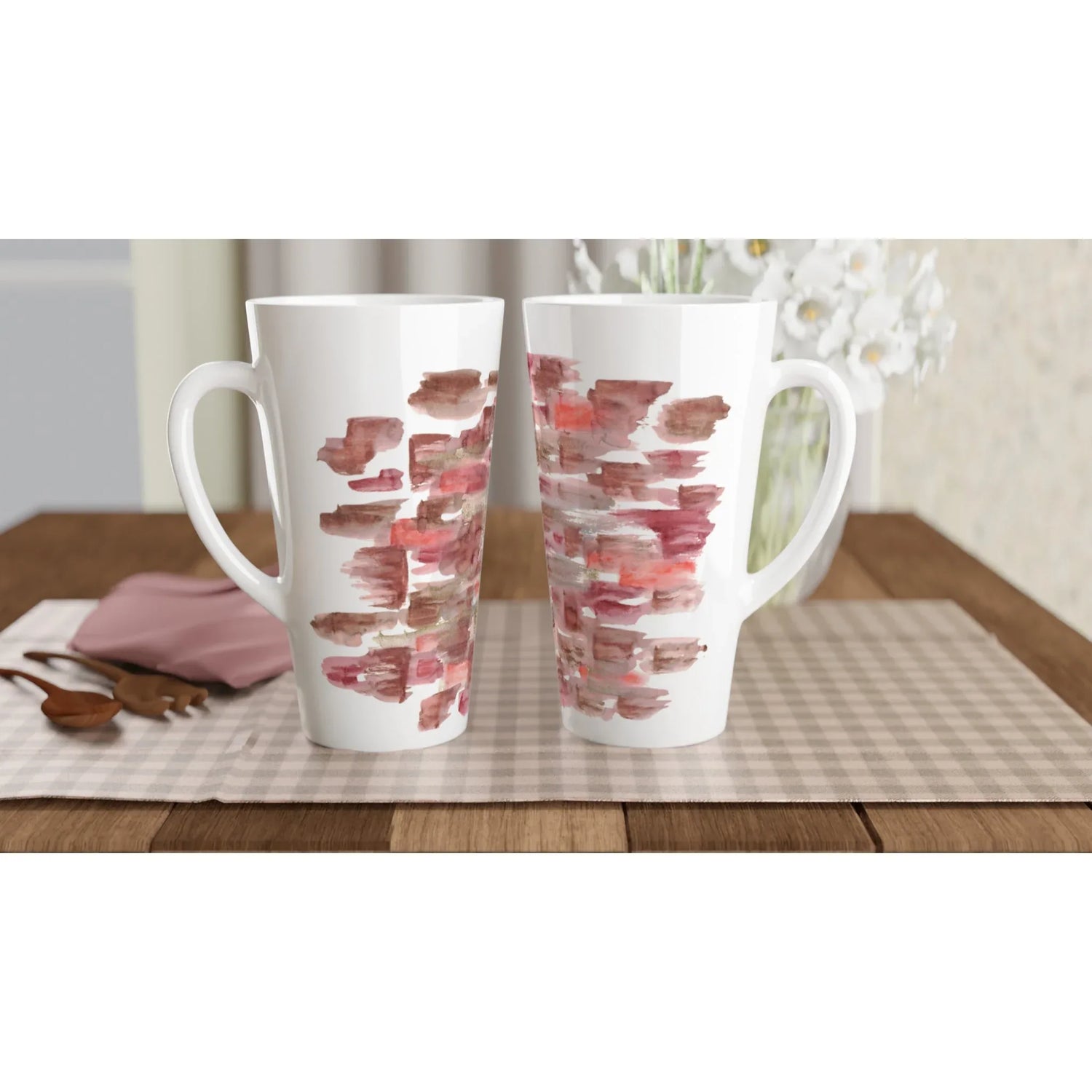 Mug à Latte en Céramique Blanche 500 ml Terracota waves – Élégant, durable et brillant - Laure Leprince - Artiste Peintre