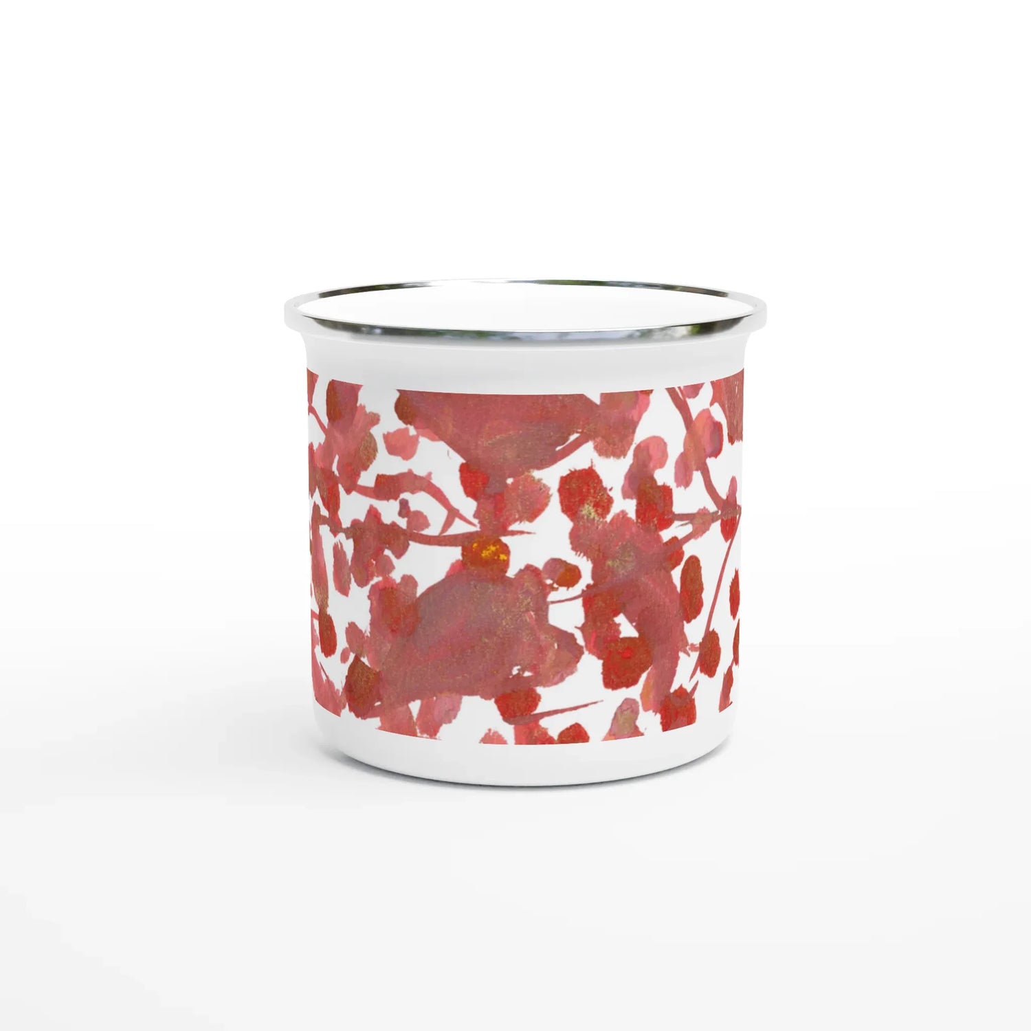 Mug en émail blanc 35 cl Bois de Rubis – Léger, vintage et résistant - Laure Leprince - Artiste Peintre