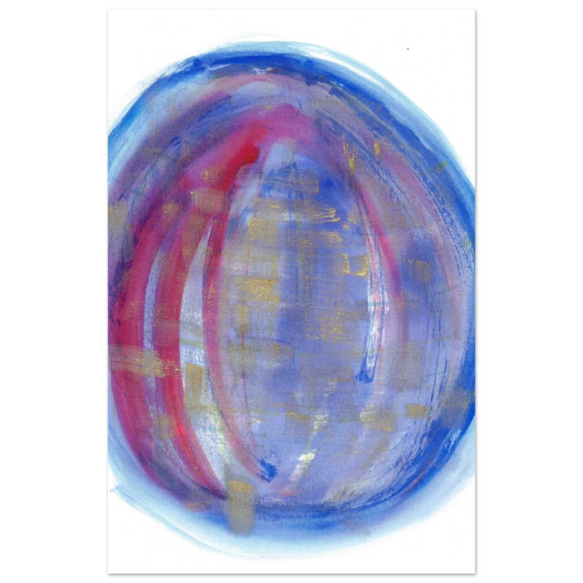 Cosmic Aura Abstract Watercolor Poster – Vibrant Blue, Magenta & Gold, Premium Matte Finish - Laure Leprince - Artiste Peintre