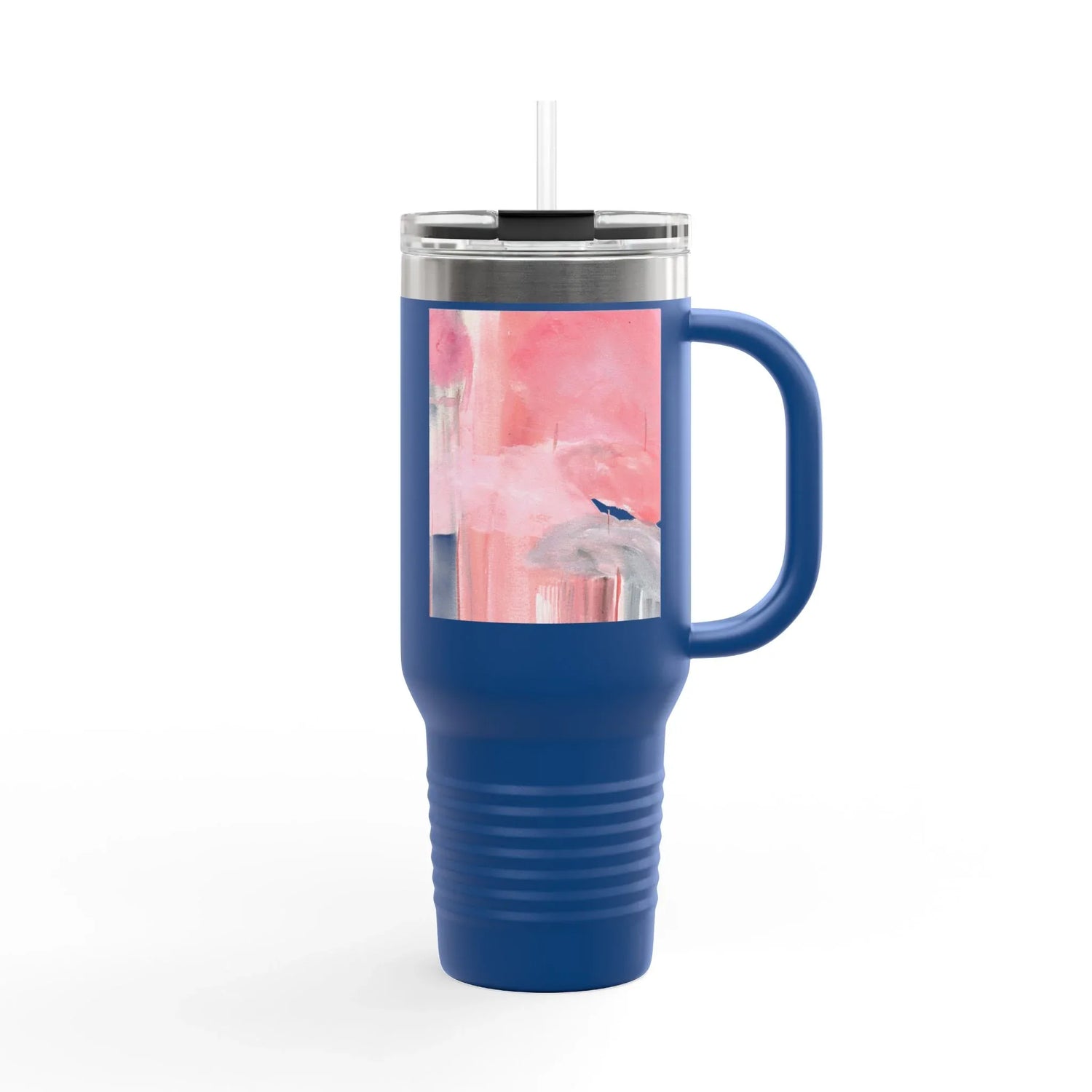 40oz Insulated Travel Mug –Blush Cascade Watercolor Design - Laure Leprince - Artiste Peintre