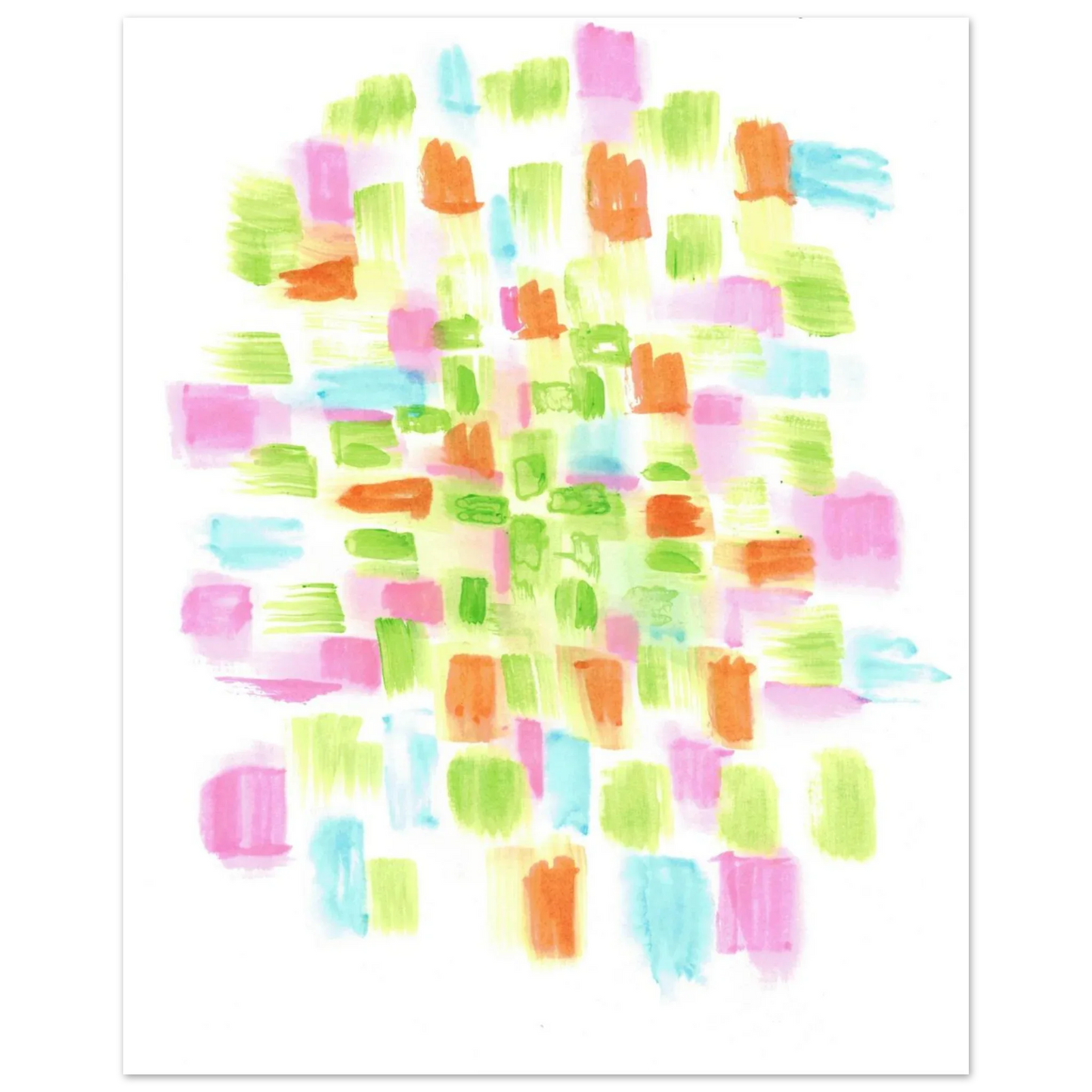Abstract Watercolor Splash Art Print - Premium Matte Paper Poster with Vibrant Pink & Green Hues - Laure Leprince - Artiste Peintre