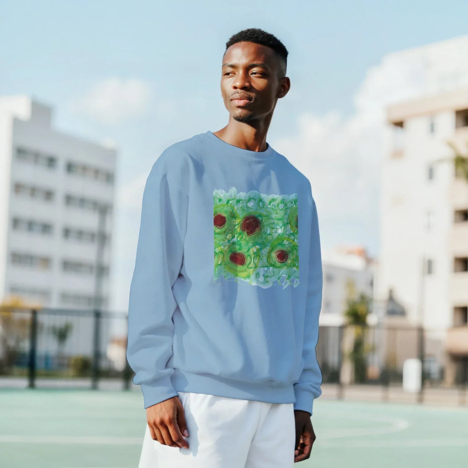 Sweatshirt Unisexe Classique Green Echo – Impression Artistique Multicolore - Laure Leprince - Artiste Peintre