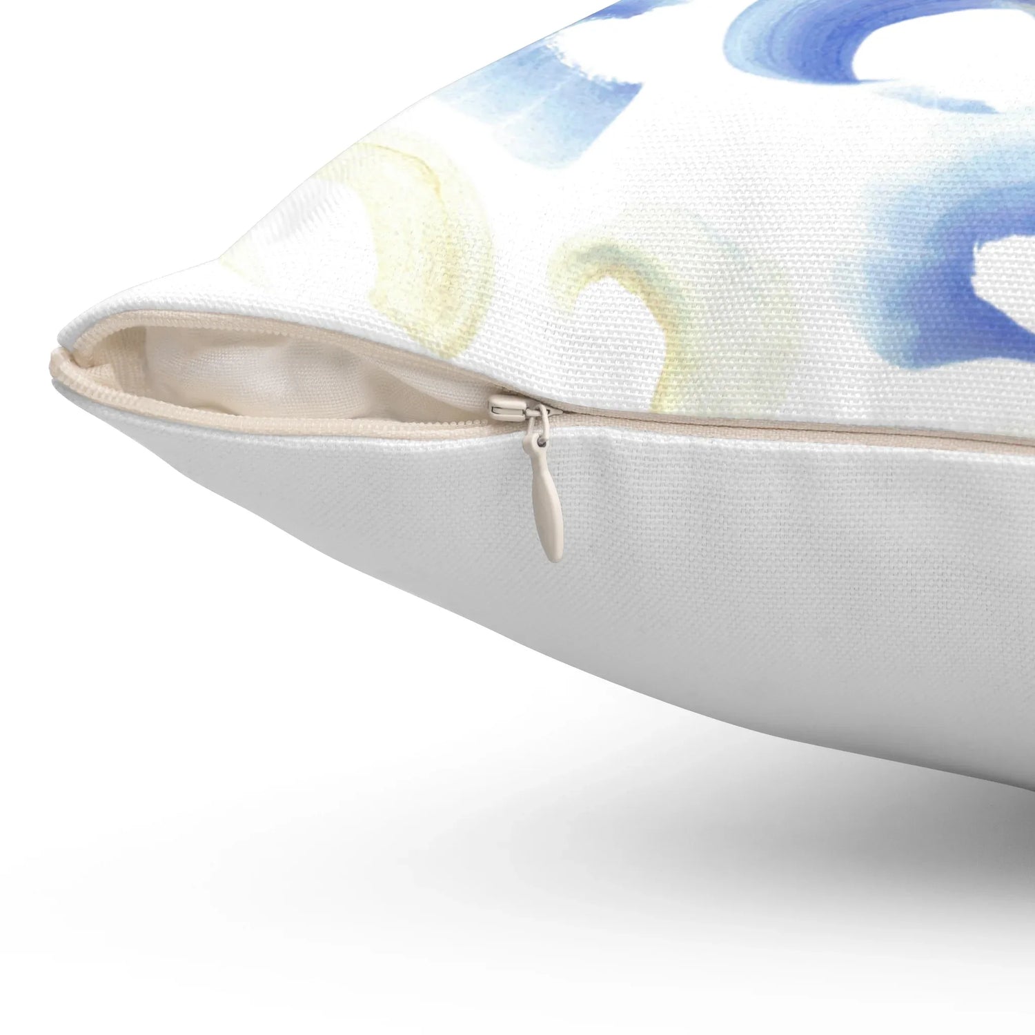 Square Throw Pillow Blue Swirls — Minimal Blue Brushstroke Accent - Laure Leprince - Artiste Peintre