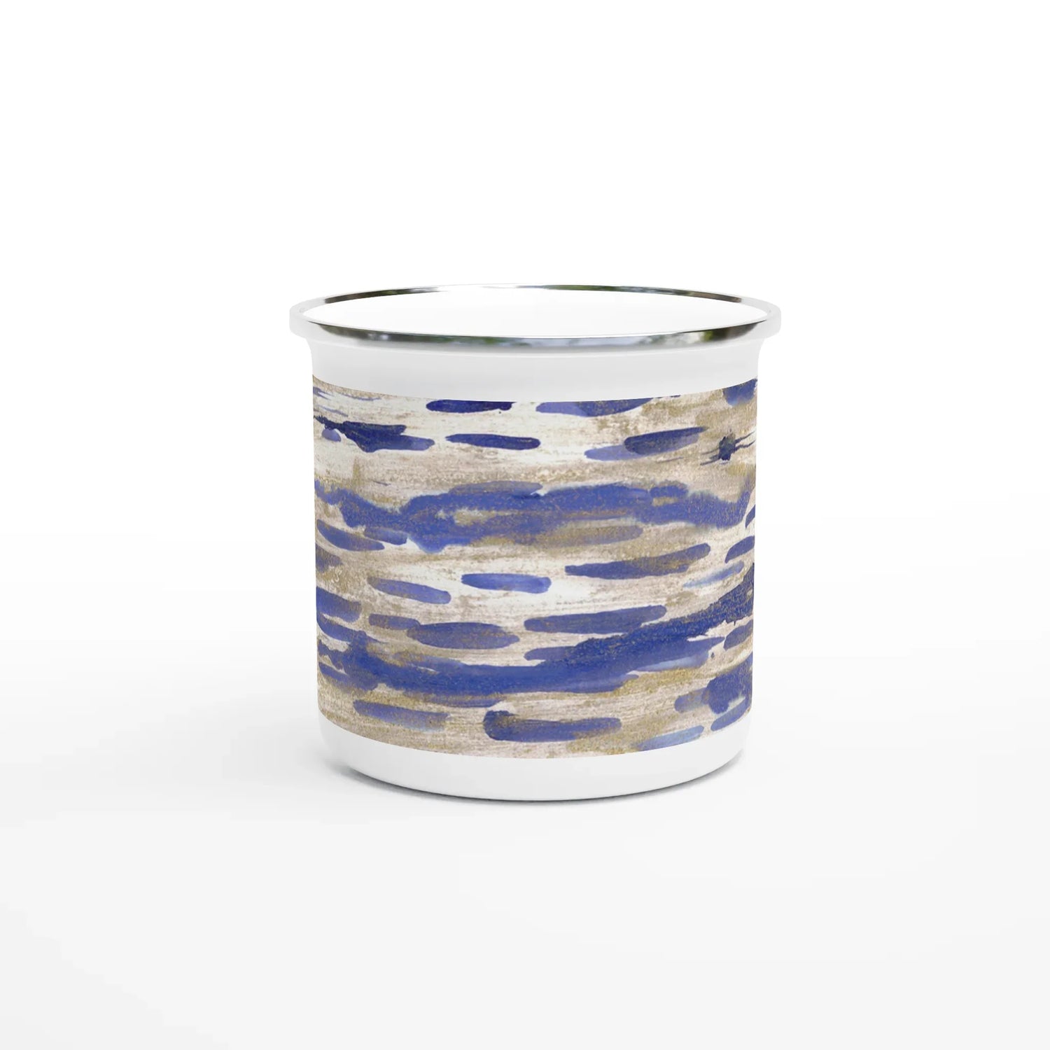 Mug en émail blanc 35 cl Golden Drip– Léger, vintage et résistant - Laure Leprince - Artiste Peintre