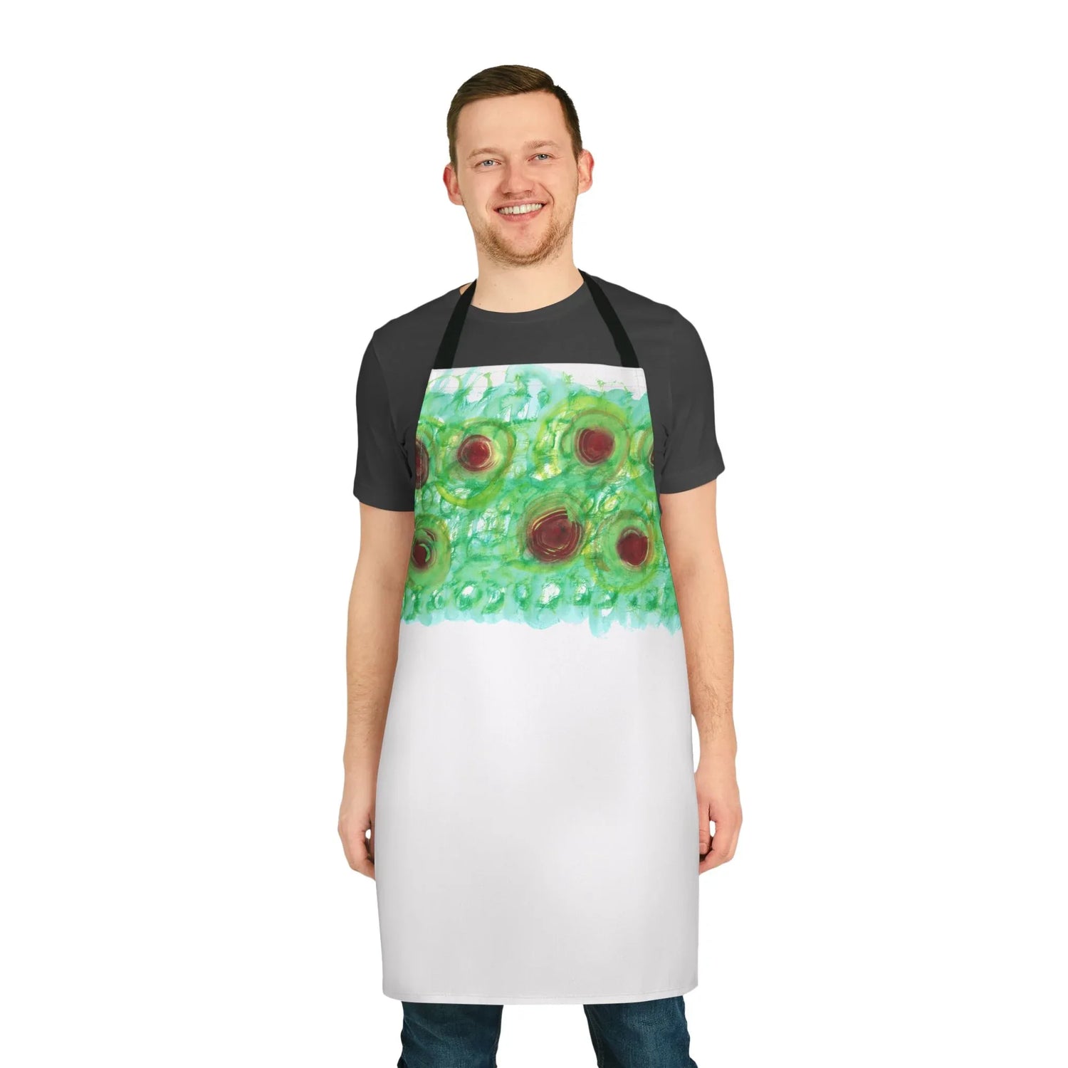 Abstract Apron Green Echo – Artistic Kitchen Chef Gift - Laure Leprince - Artiste Peintre