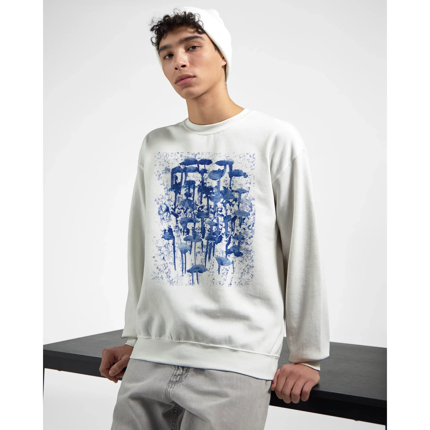 Sweatshirt Unisexe Classique Forêt Indigo – Impression Artistique Multicolore | Premium Cotton Blend - Laure Leprince - Artiste Peintre