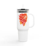 40oz Insulated Travel Mug – Eclats Corail Watercolor Design - Laure Leprince - Artiste Peintre