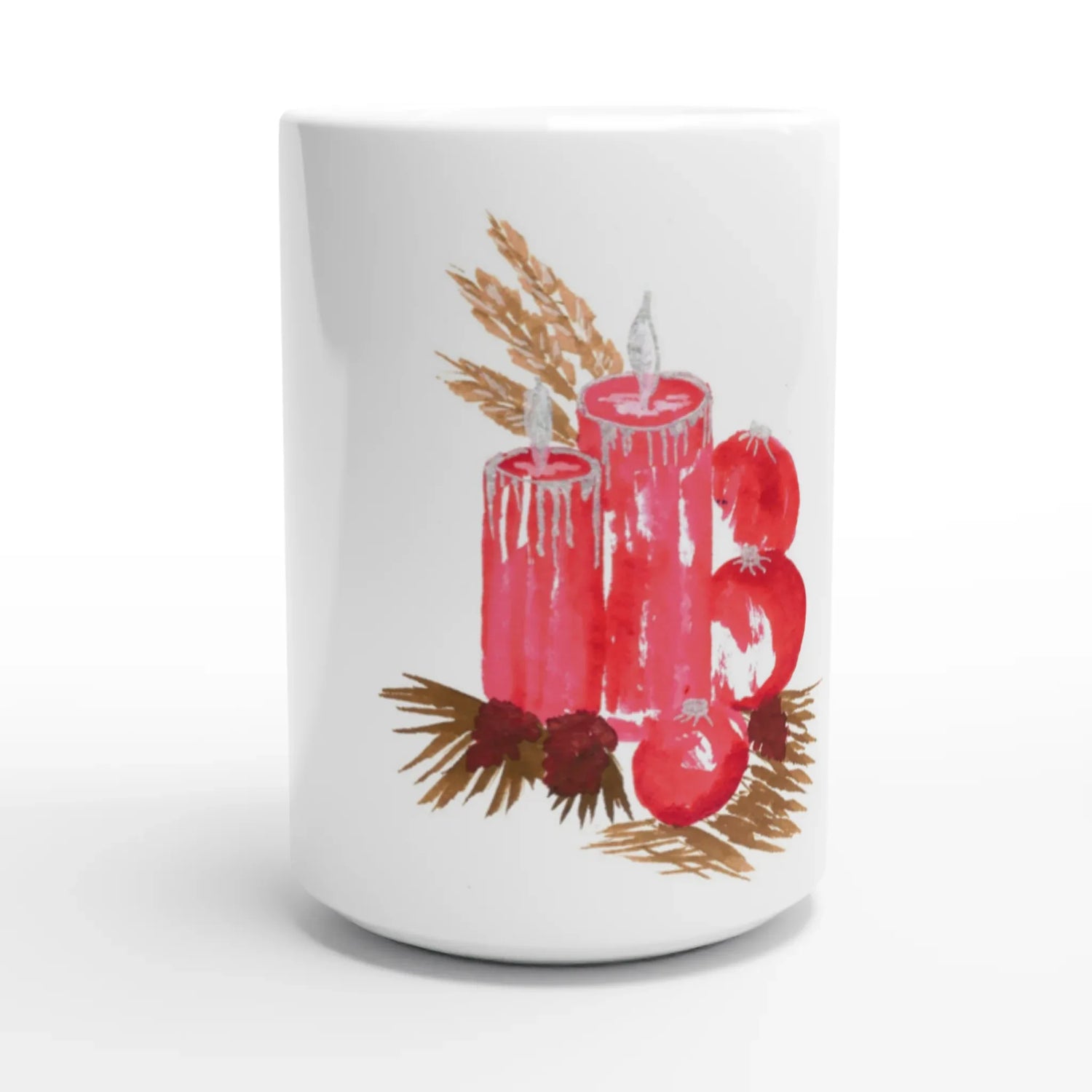 Mug en céramique blanche 44 cl Bougie – Grand format, design et qualité durable - Laure Leprince - Artiste Peintre