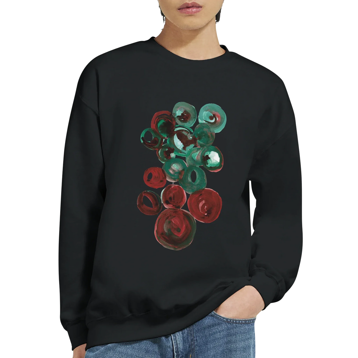 Sweatshirt Unisexe Classique Resonance Emeraude – Impression Artistique Multicolore - Laure Leprince - Artiste Peintre