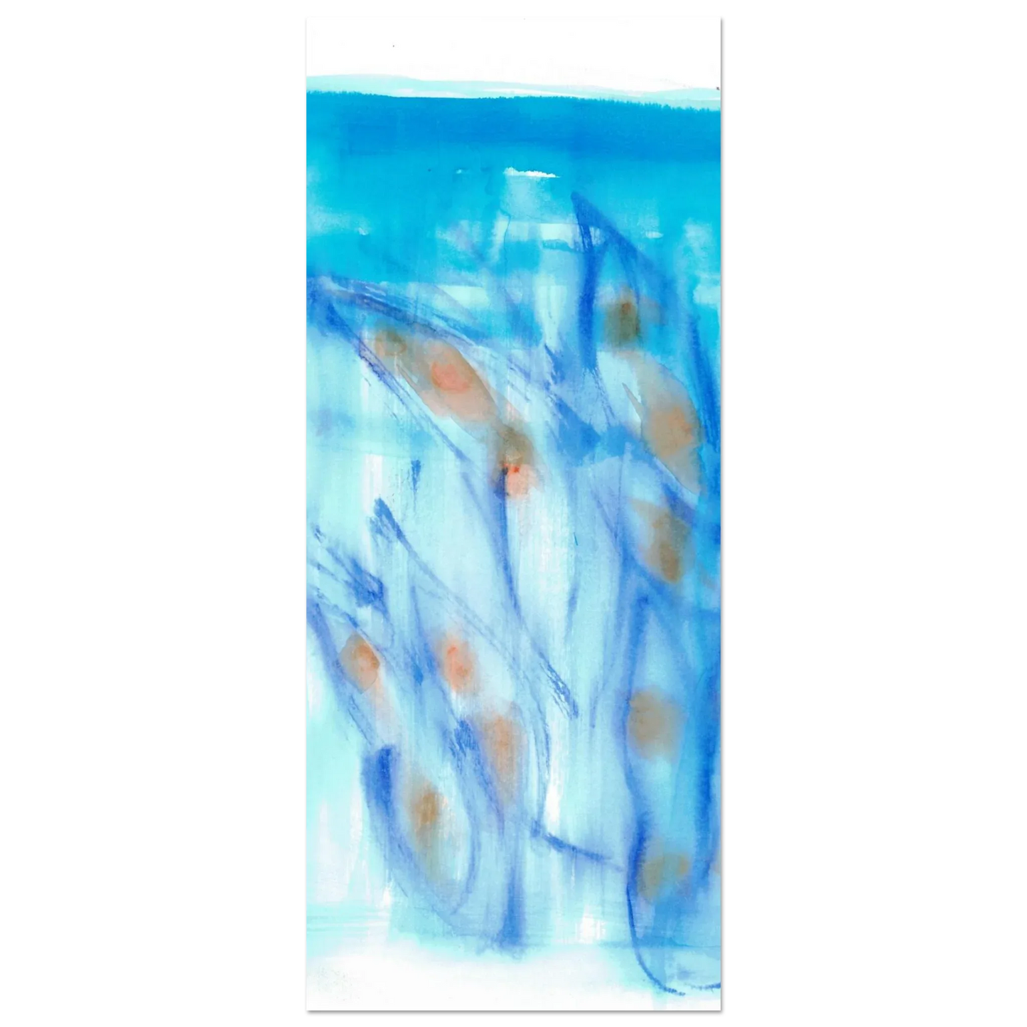 Abstract Aqua Flow Poster Premium Matte Paper Poster - Serene Watercolor Art for Your Home - Laure Leprince - Artiste Peintre