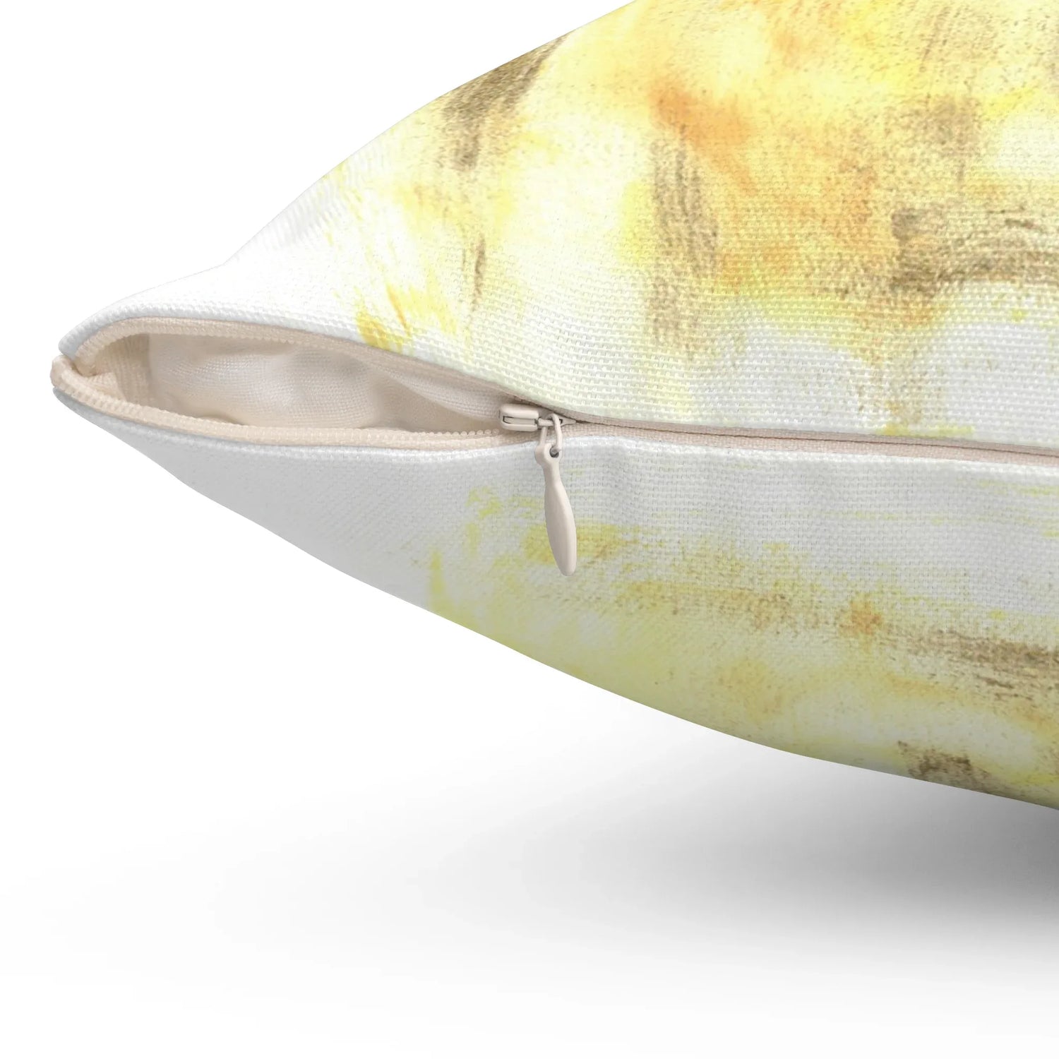 Square Throw Pillow Golden Haze — Minimal Brushstroke Accent - Laure Leprince - Artiste Peintre