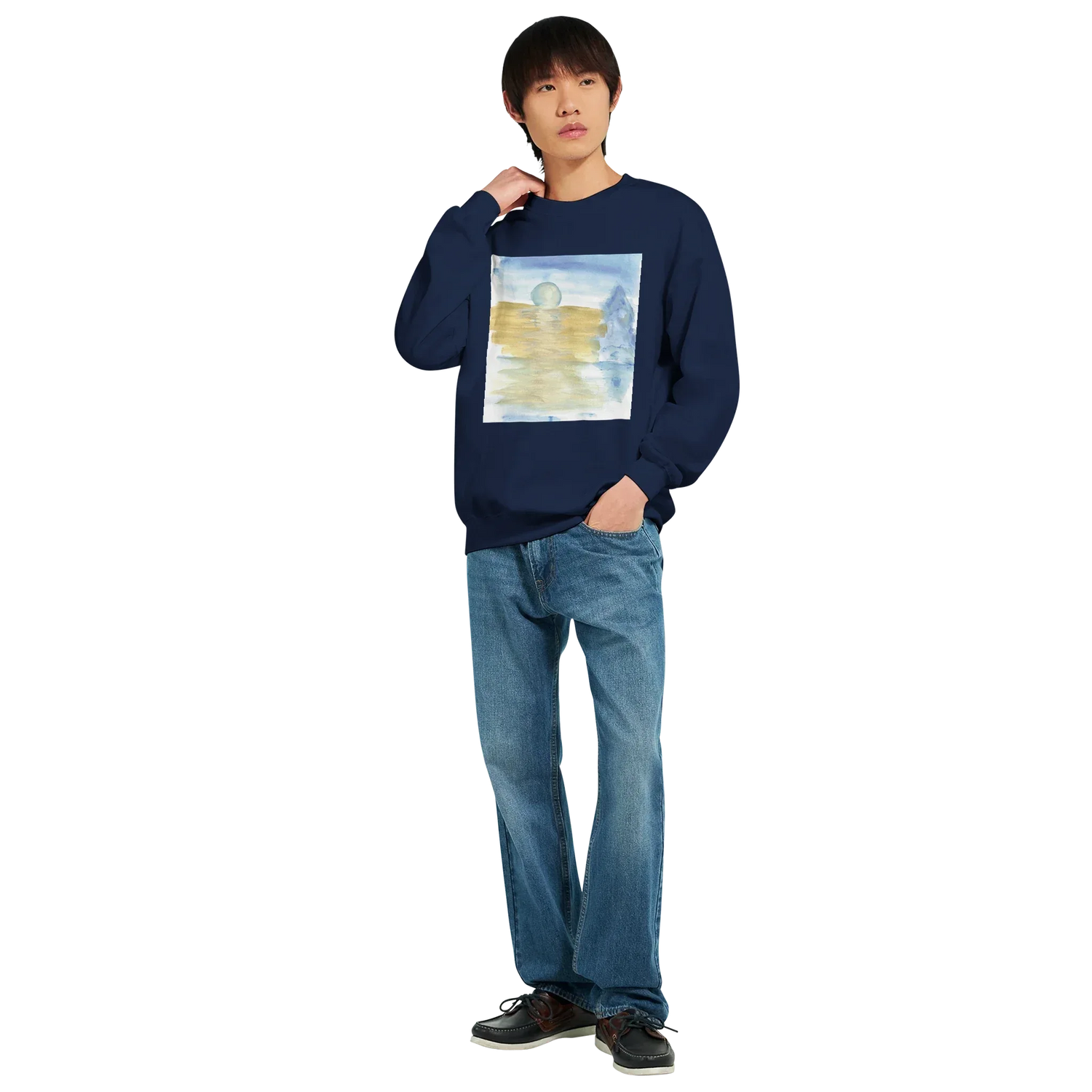 Sweatshirt Unisexe Classique Blue Horizon – Impression Artistique Multicolore - Laure Leprince - Artiste Peintre