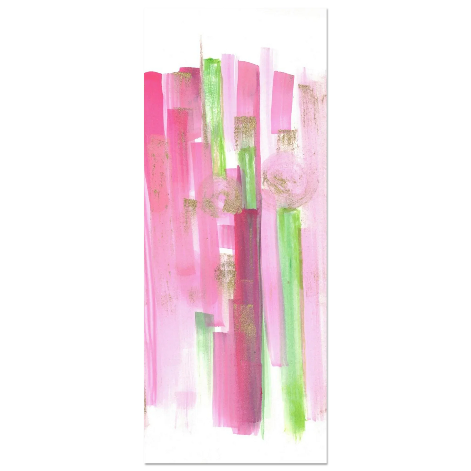 Abstract Pink & Green Watercolor Poster with Gold Flecks – Premium Matte Paper Print - Laure Leprince - Artiste Peintre