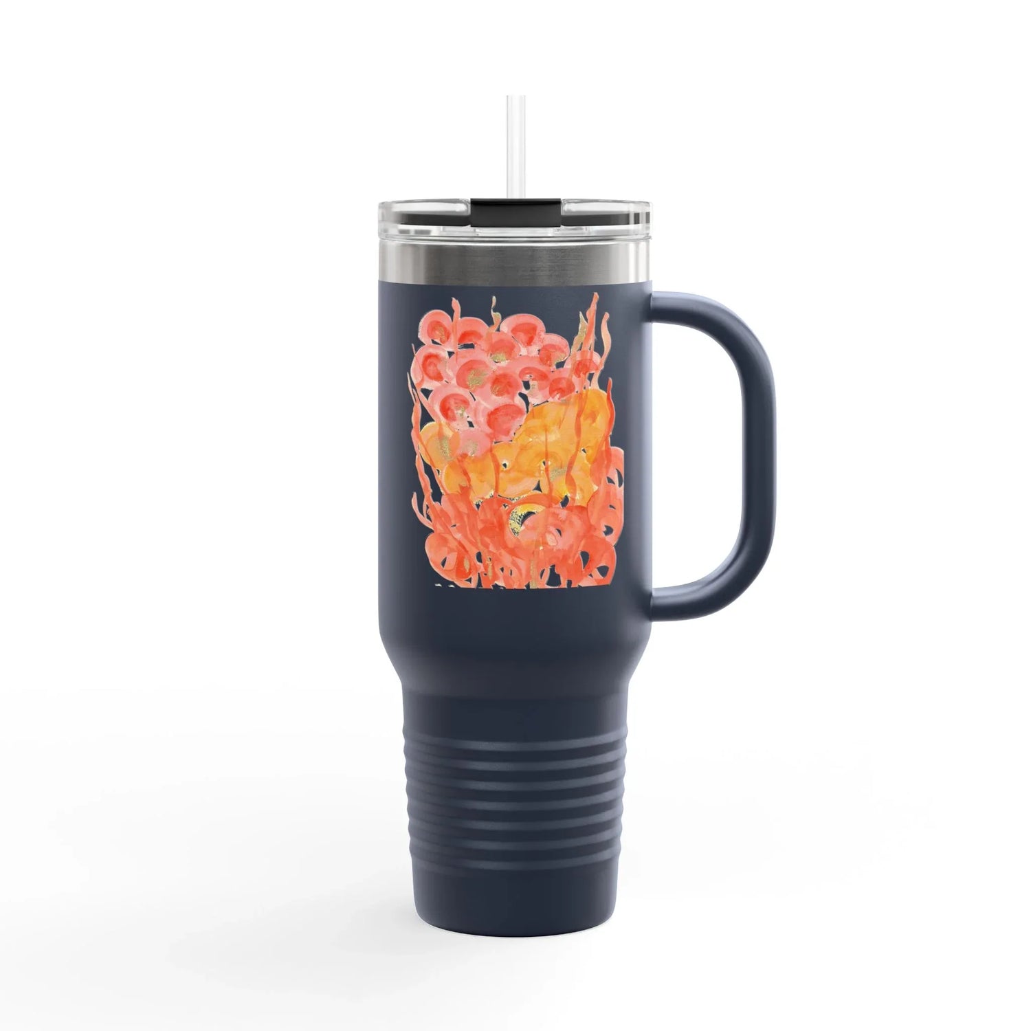 40oz Insulated Travel Mug – Sunrice Flora Watercolor Design - Laure Leprince - Artiste Peintre