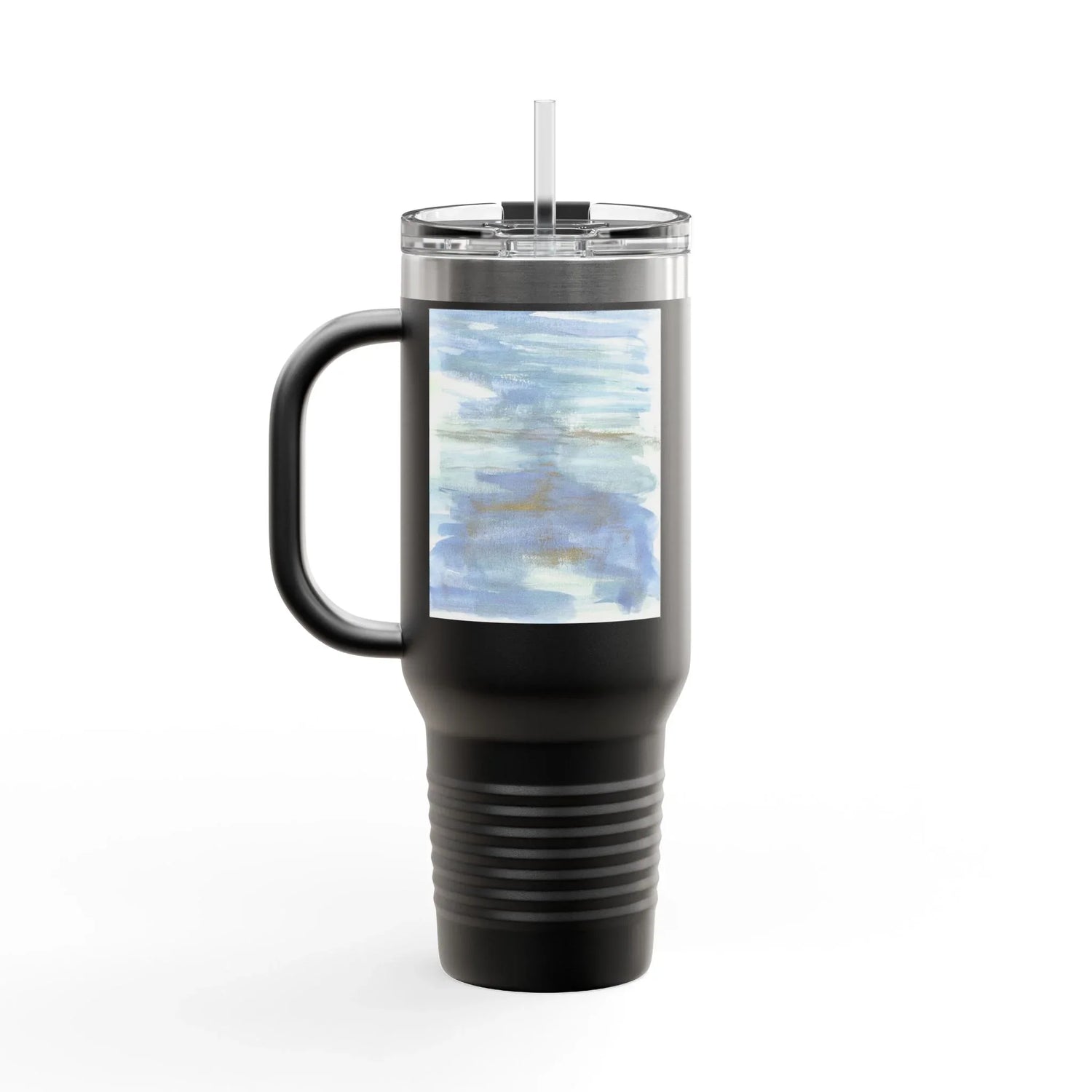 40oz Insulated Travel Mug – Silent Water Watercolor Design - Laure Leprince - Artiste Peintre
