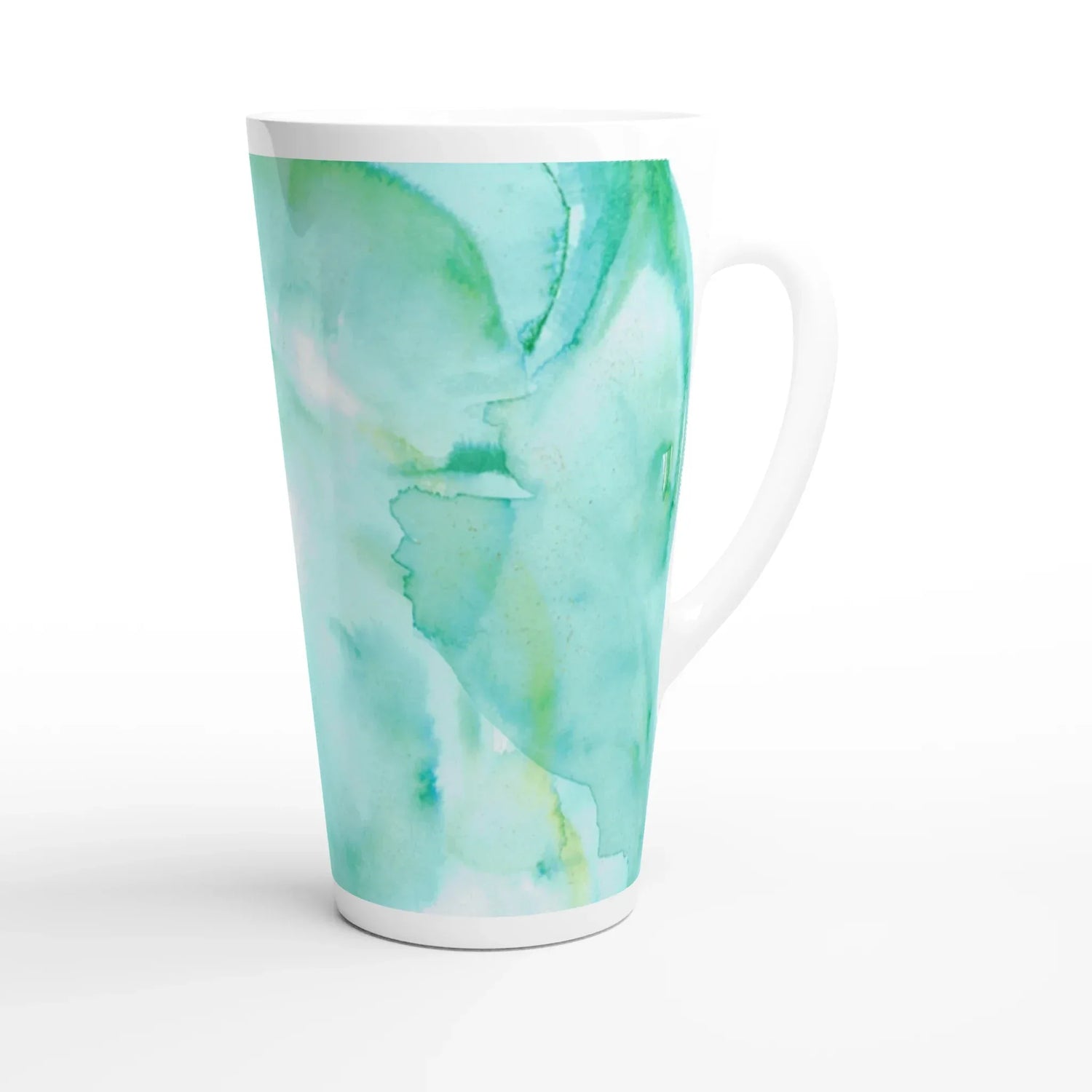 Mug à Latte en Céramique 500 ml Aqua Bloom – Élégant, durable et brillant - Laure Leprince - Artiste Peintre