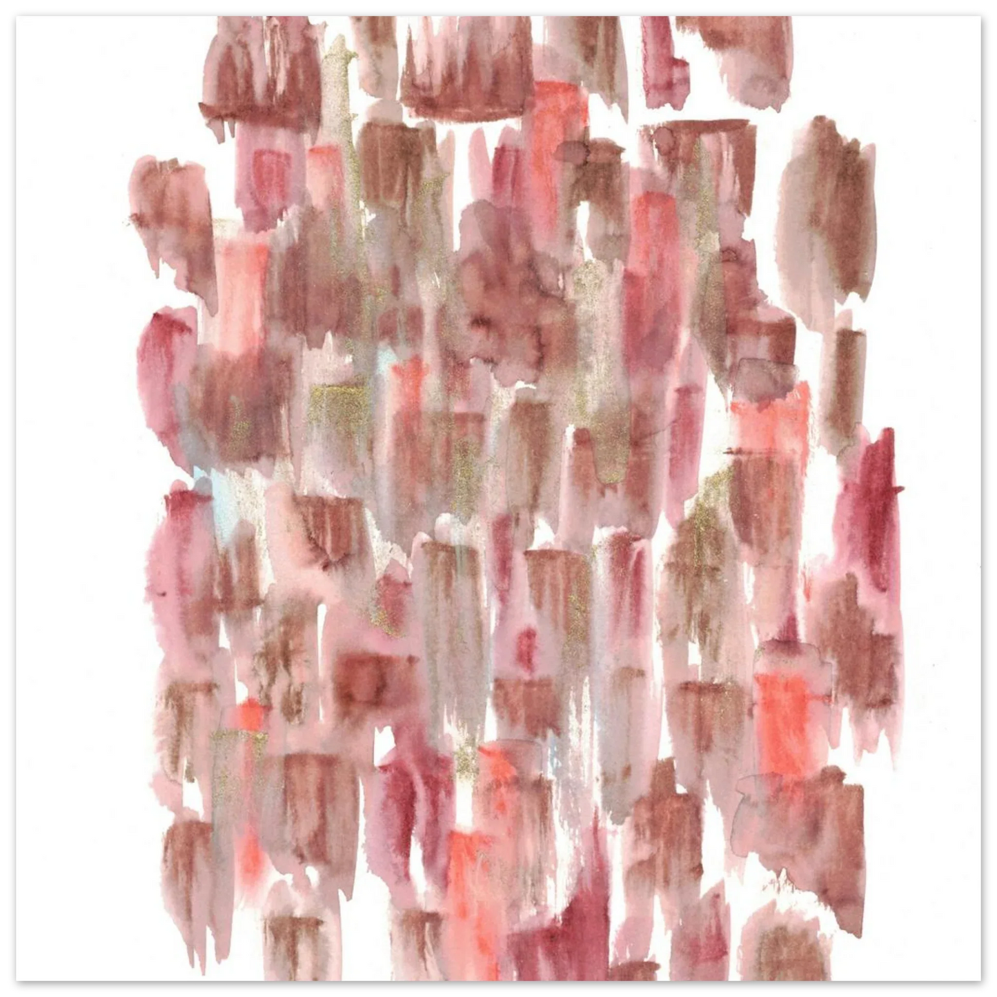 Abstract Watercolor Brushstrokes Matte Poster - Earthy Hues & Gold Flecks - Laure Leprince - Artiste Peintre