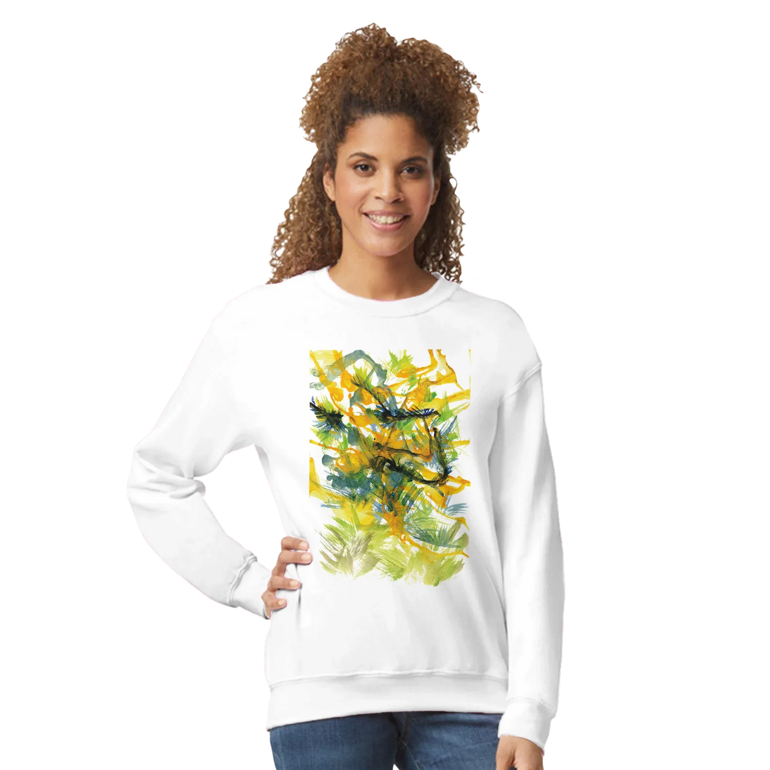 Sweatshirt Unisexe Classique Tempête Solaire – Impression Artistique Multicolore | Premium Cotton Blend - Laure Leprince - Artiste Peintre